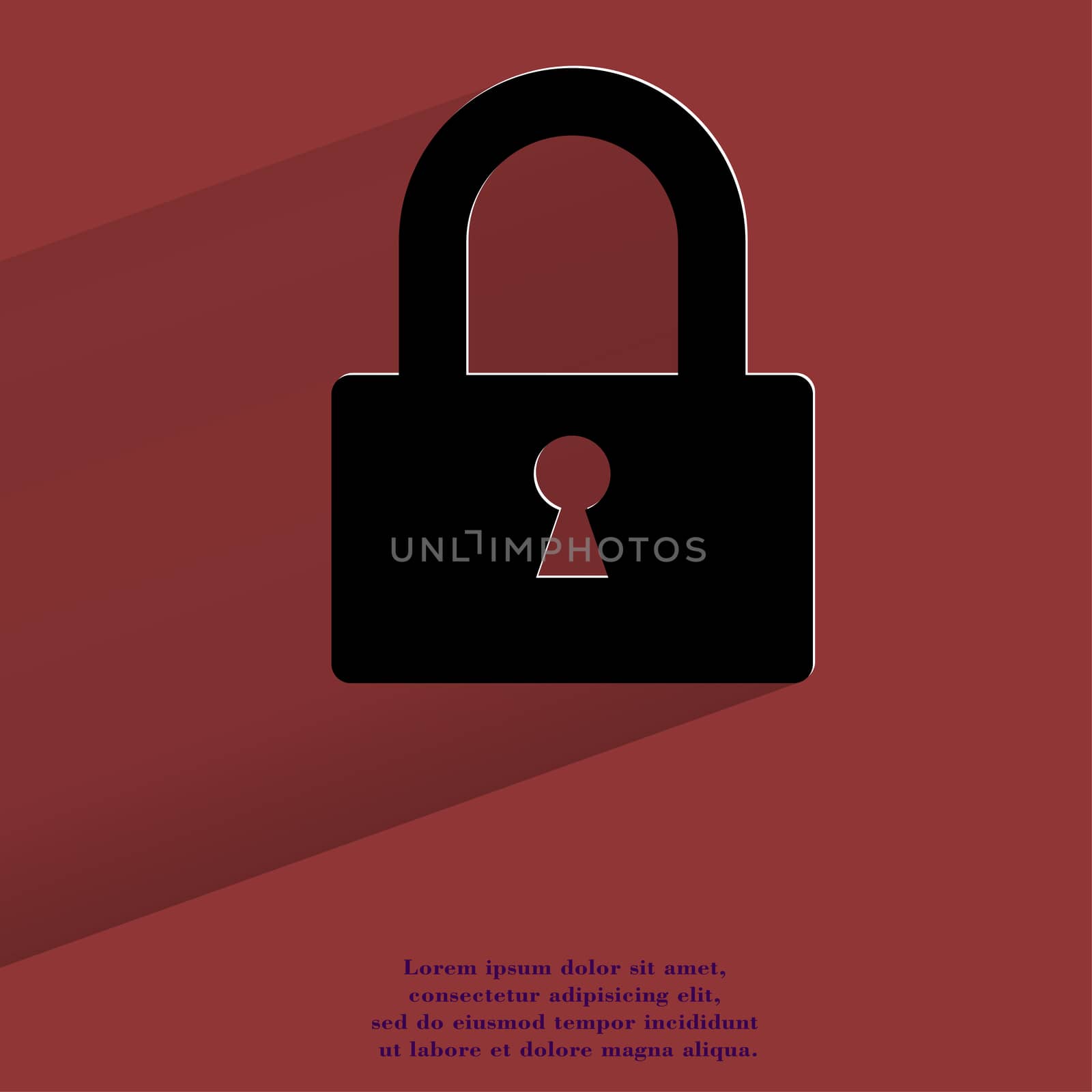 padlock. Flat modern web button with long shadow and space for your text. by serhii_lohvyniuk