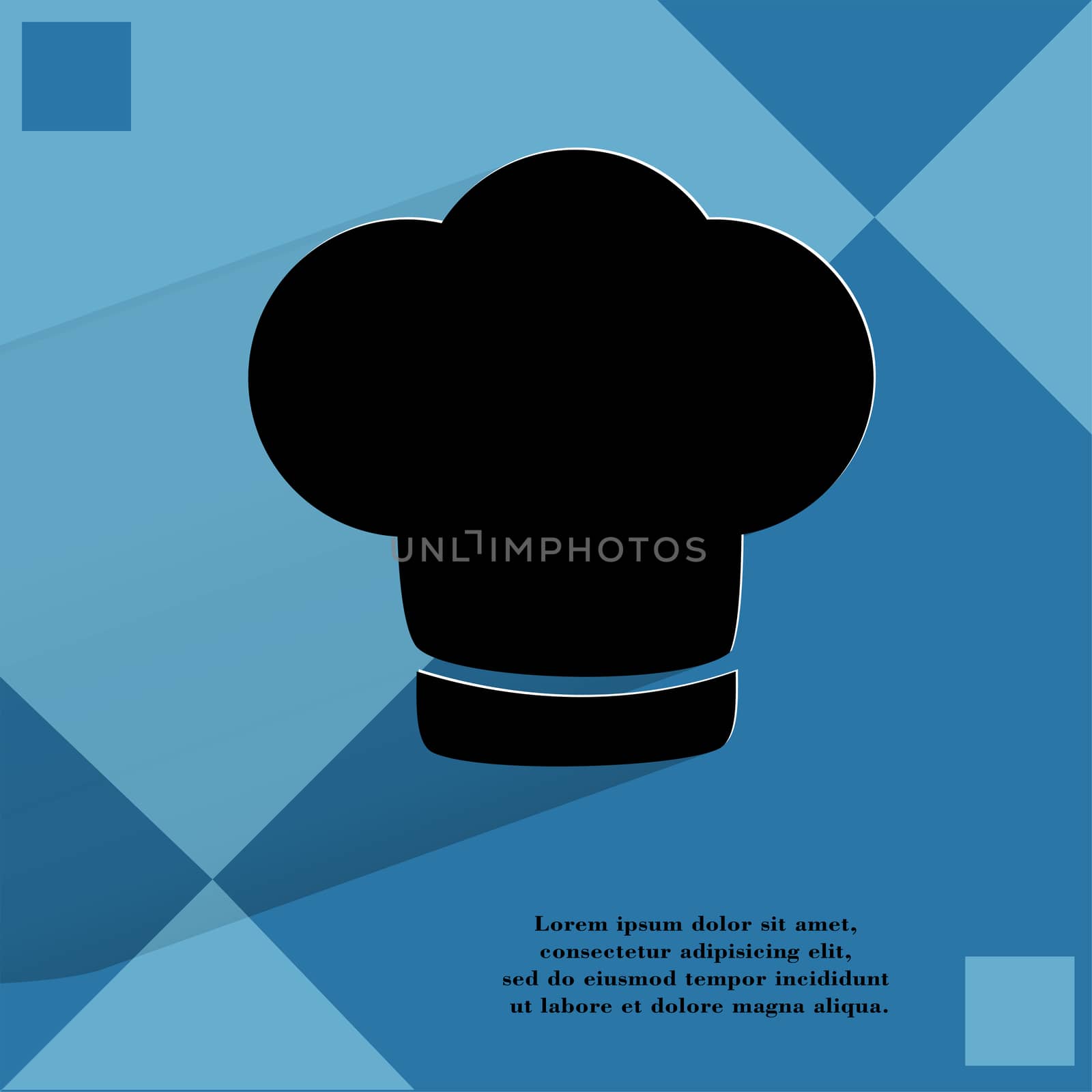 Chef cap. Cooking. Flat modern web button  on a flat geometric abstract background  . 