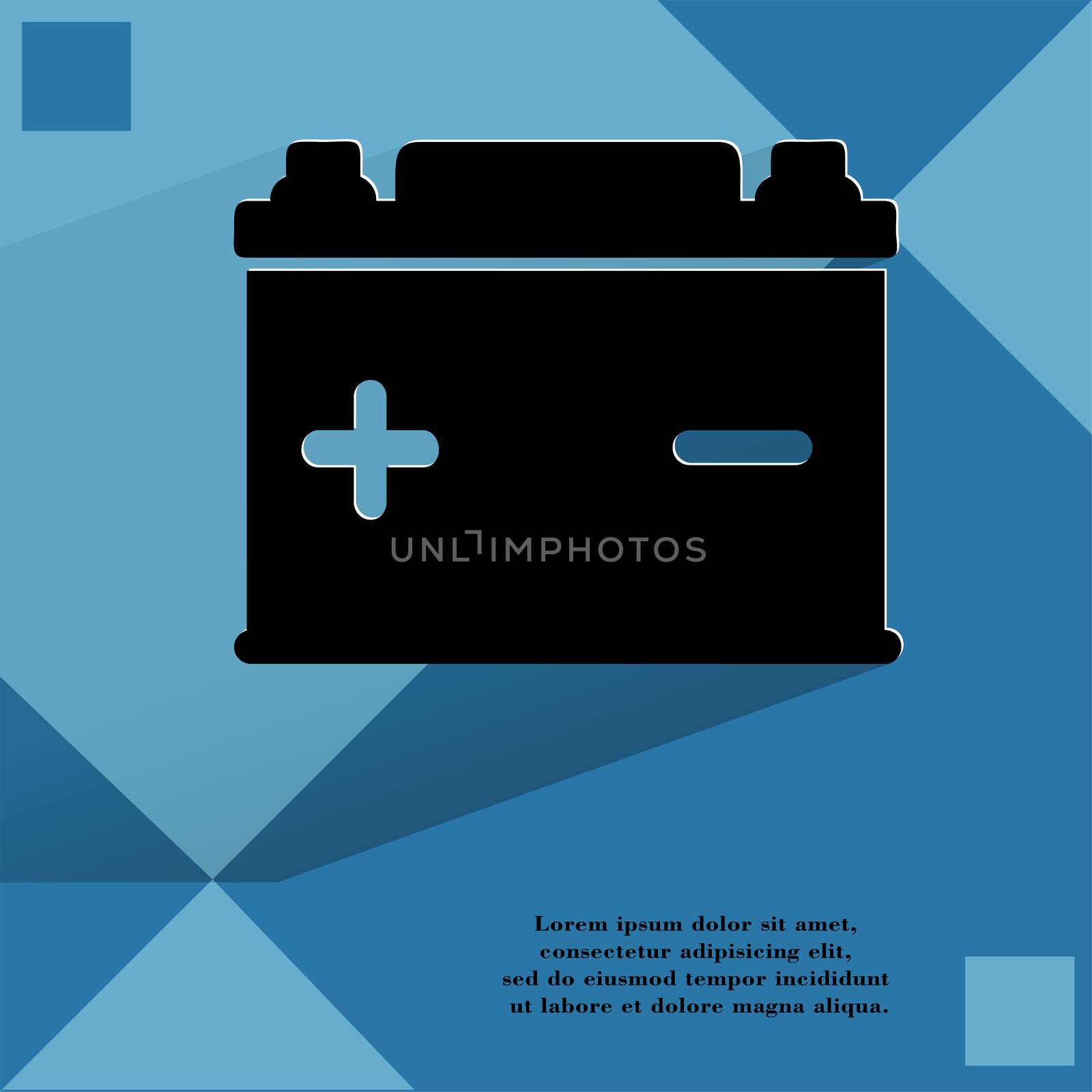 Car battery. Flat modern web button on a flat geometric abstract background. . 