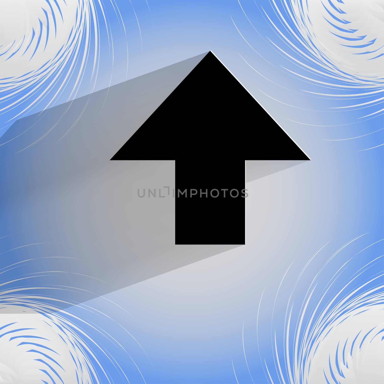 up arrow. Flat modern web design on a flat geometric abstract background  . 