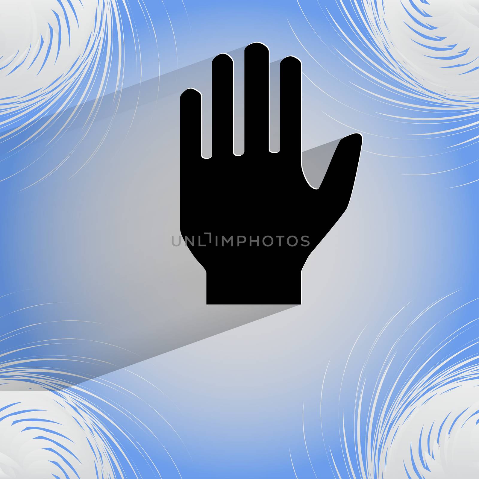 Stop. hand. Flat modern web  design on a flat geometric abstract background  . 