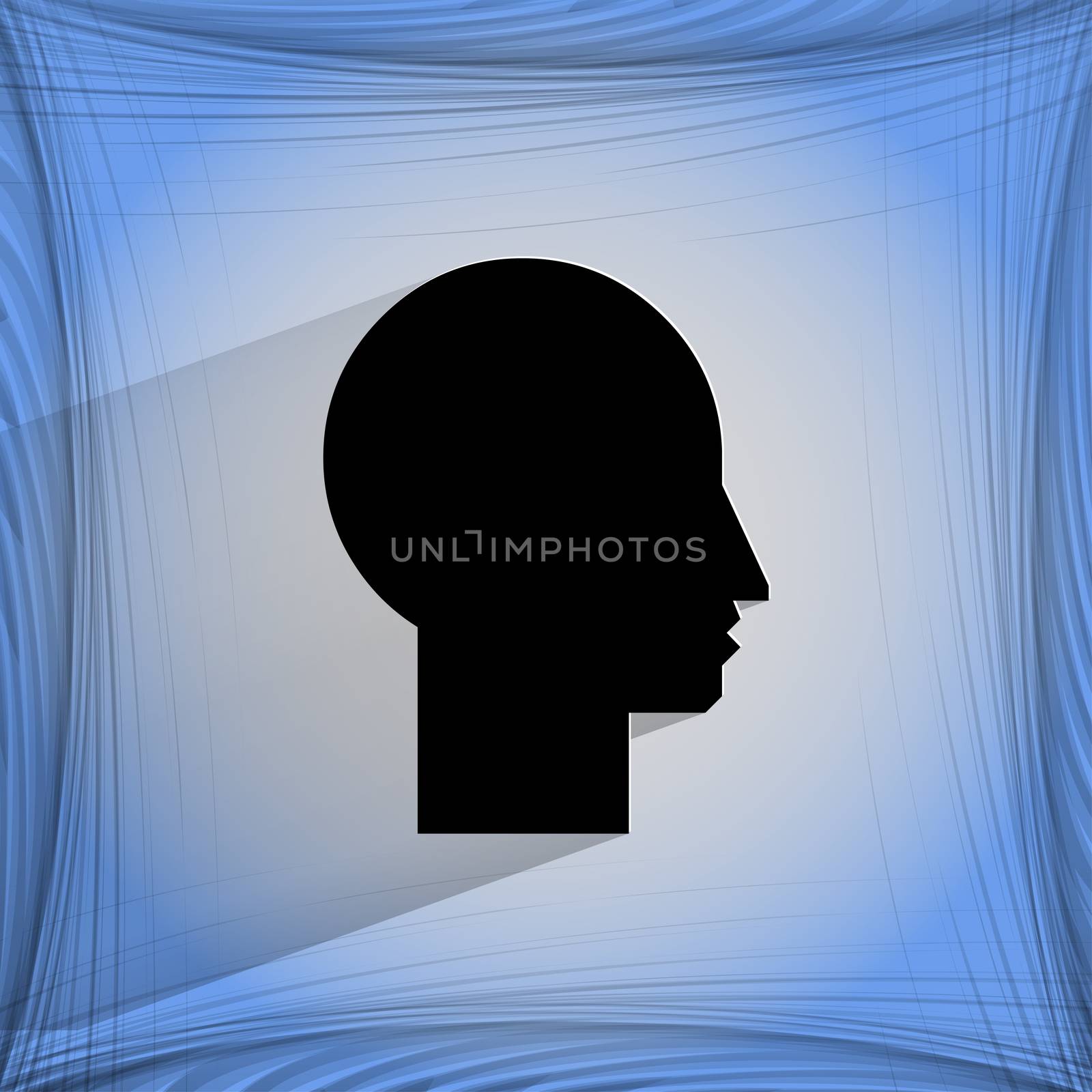 Man silhouette profile picture. Flat modern web design on a flat geometric abstract background . 