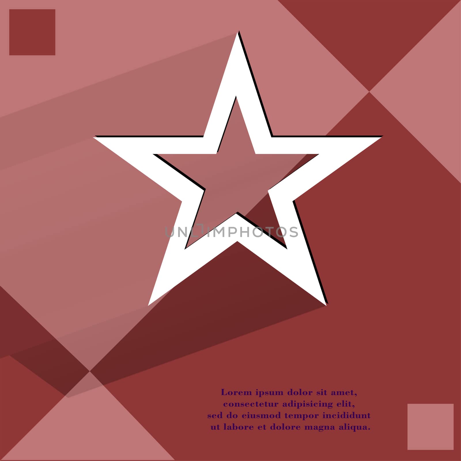 star web icon, on a flat geometric abstract background  illustration. 