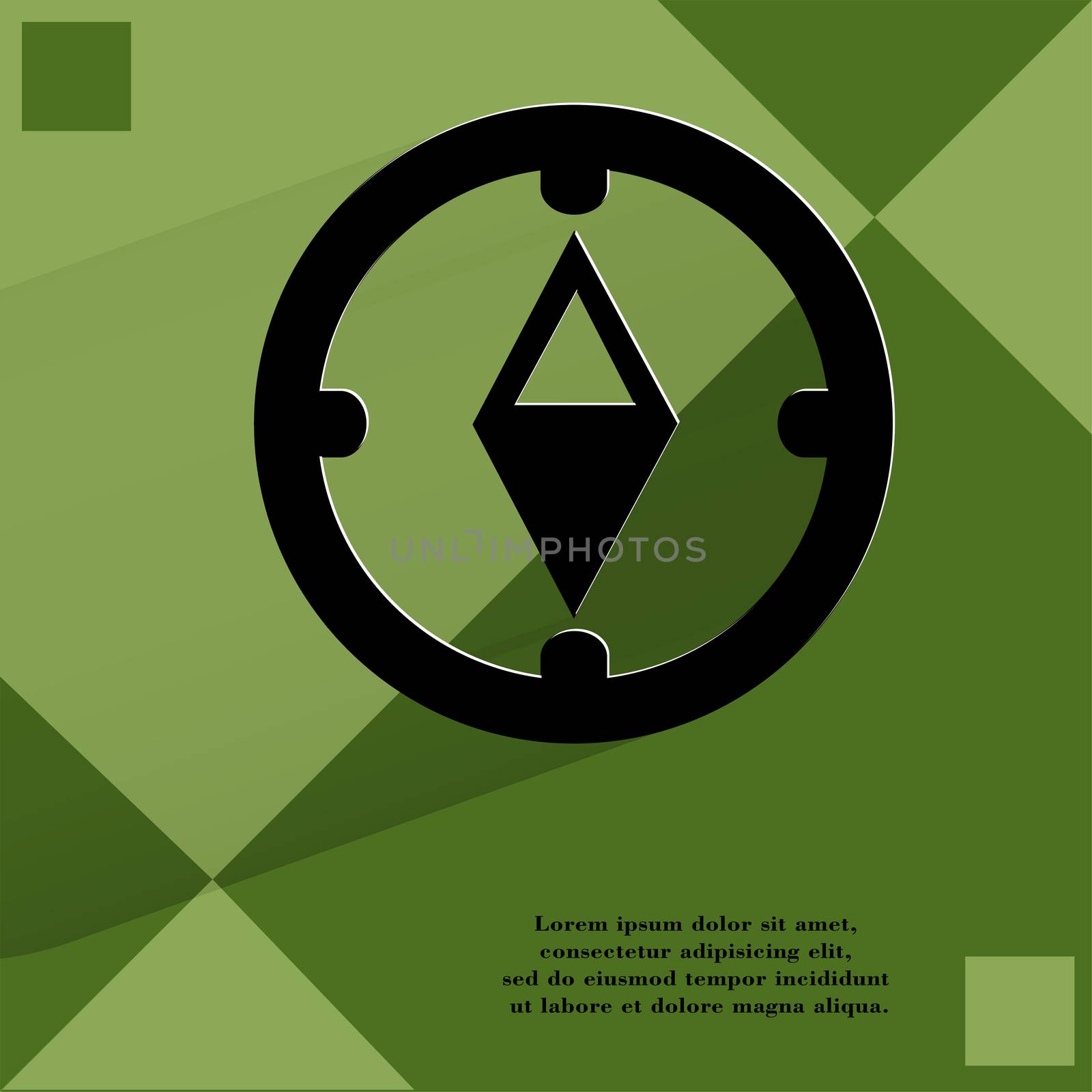 Compass. Flat modern web button   on a flat geometric abstract background  by serhii_lohvyniuk