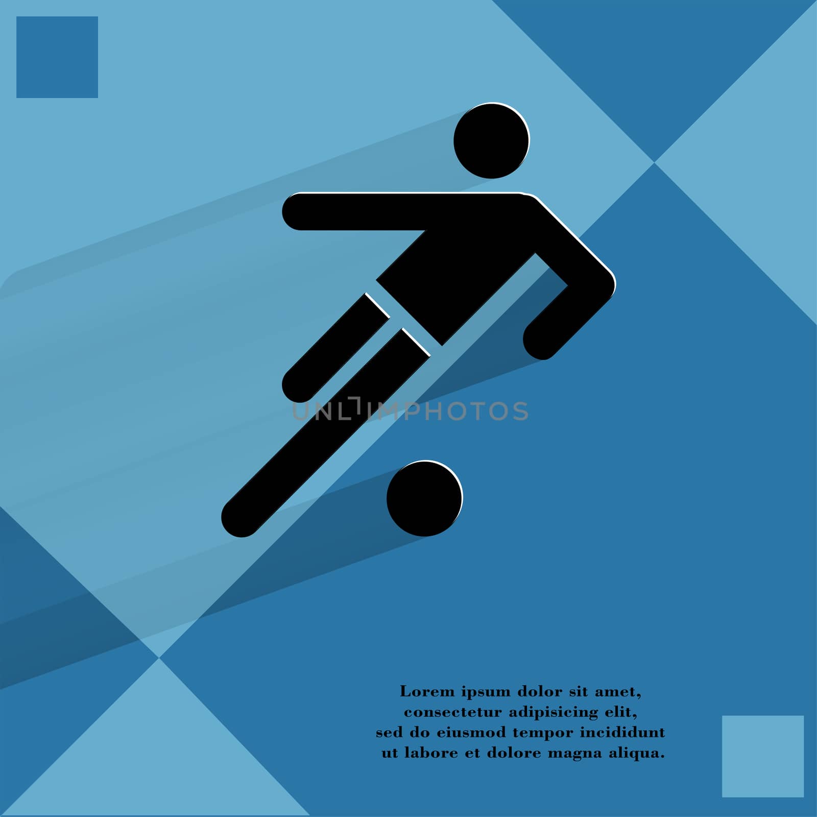 football player. Flat modern web button   on a flat geometric abstract background  . 