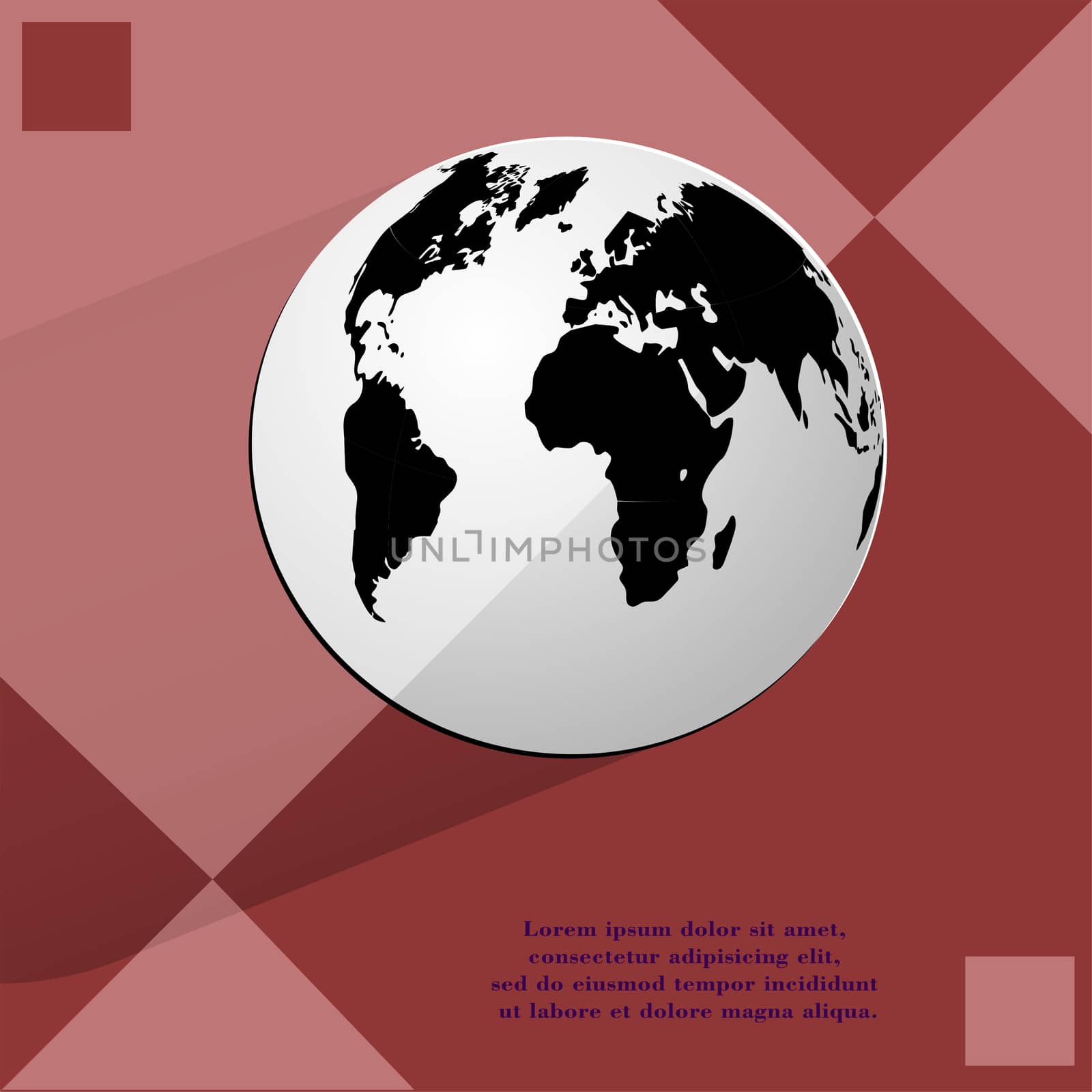 World map web icon on a flat geometric abstract background  by serhii_lohvyniuk