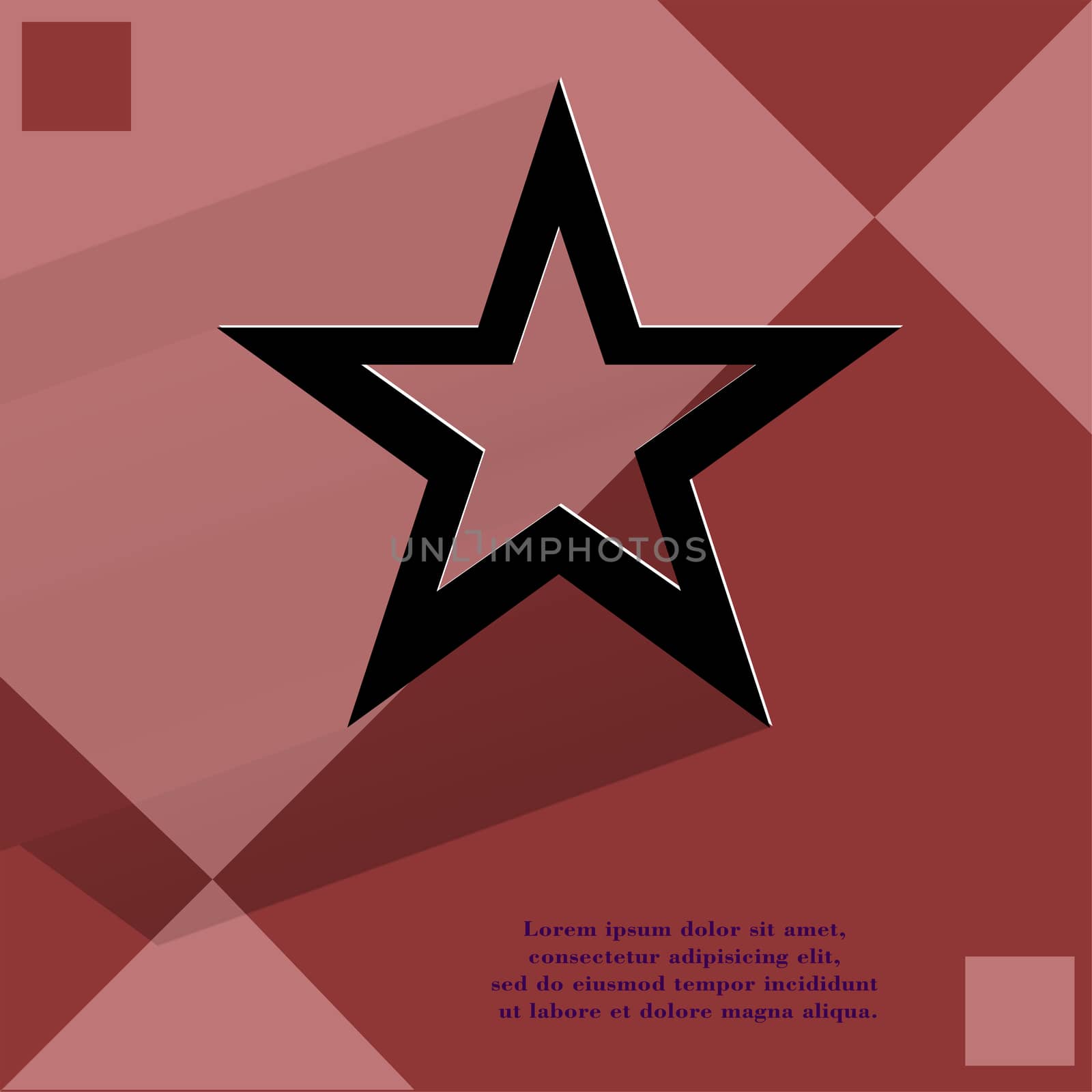 star web icon, on a flat geometric abstract background  illustration. 