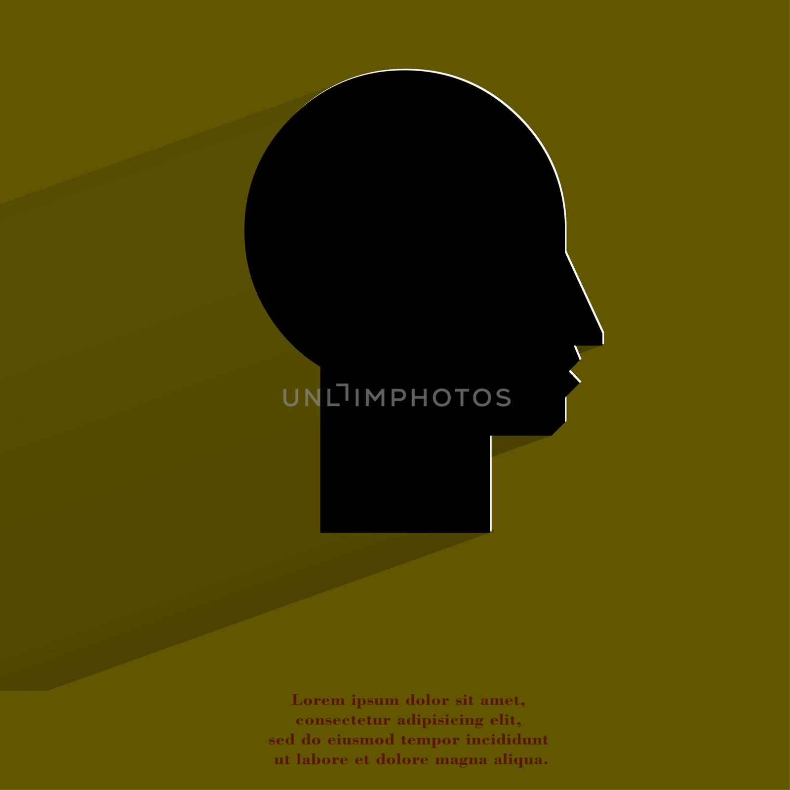 Man silhouette profile picture. Flat modern web button with long shadow and space for your text. by serhii_lohvyniuk