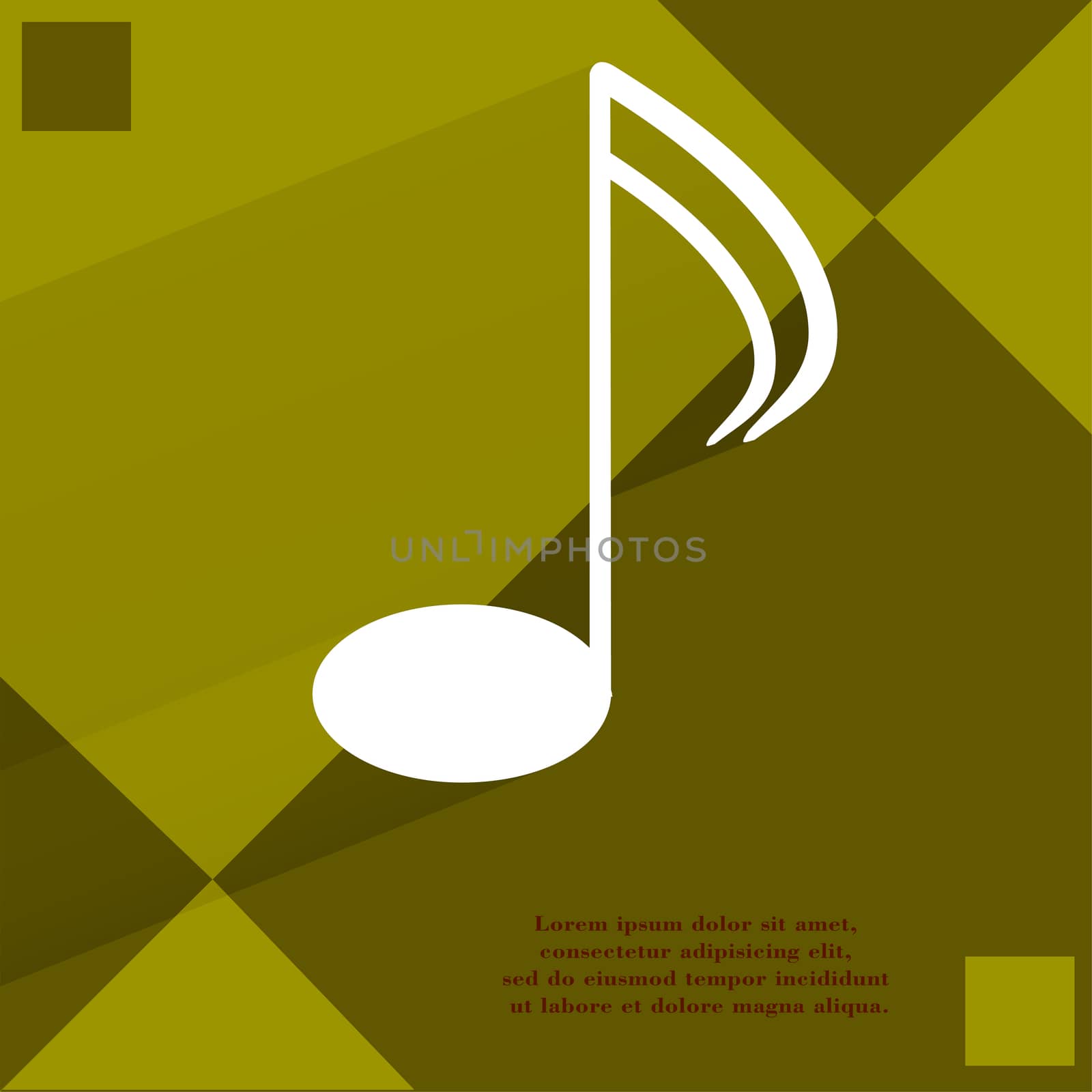 Music elements notes web icon on a flat geometric abstract background  by serhii_lohvyniuk