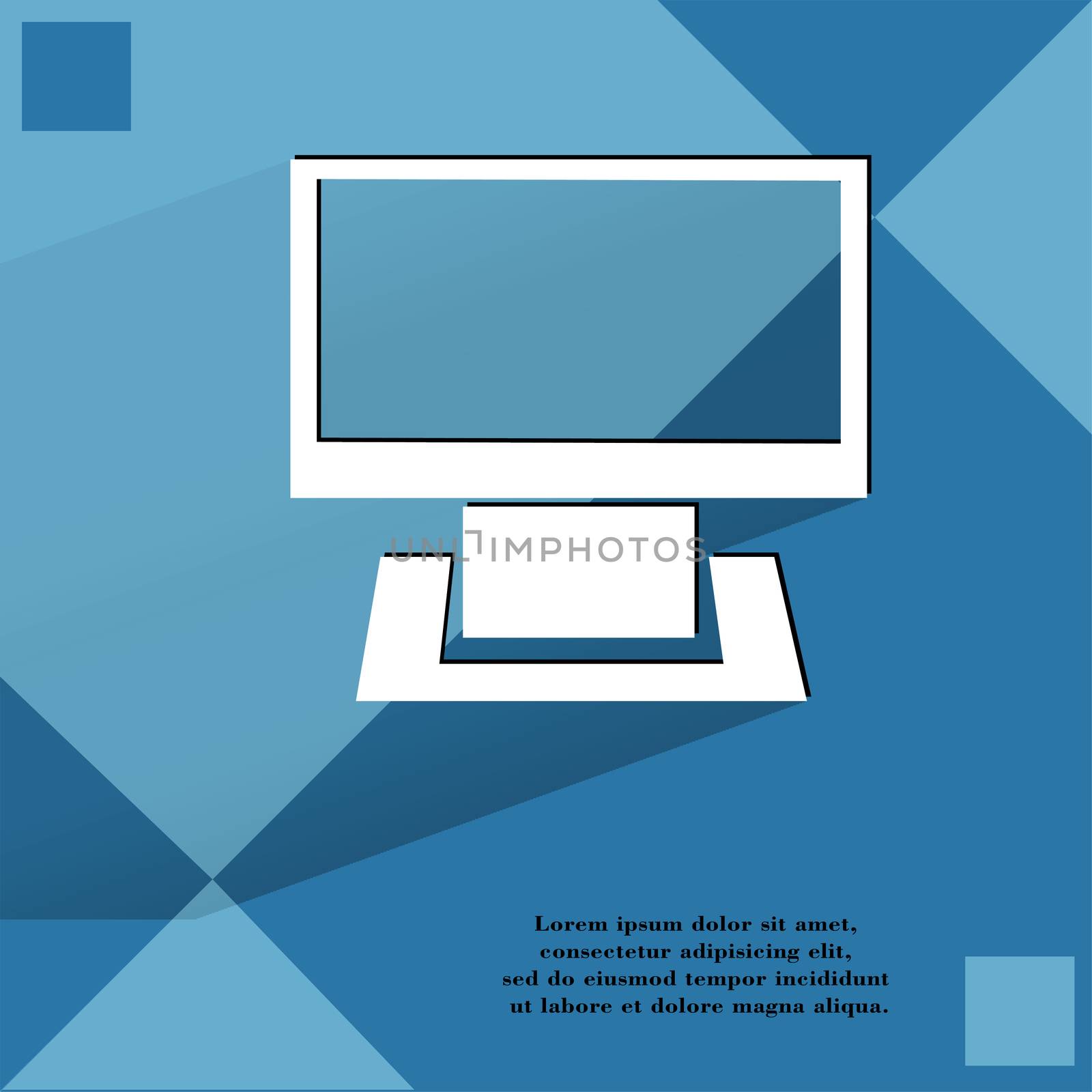 Computer. Flat modern web button on a flat geometric abstract background  by serhii_lohvyniuk