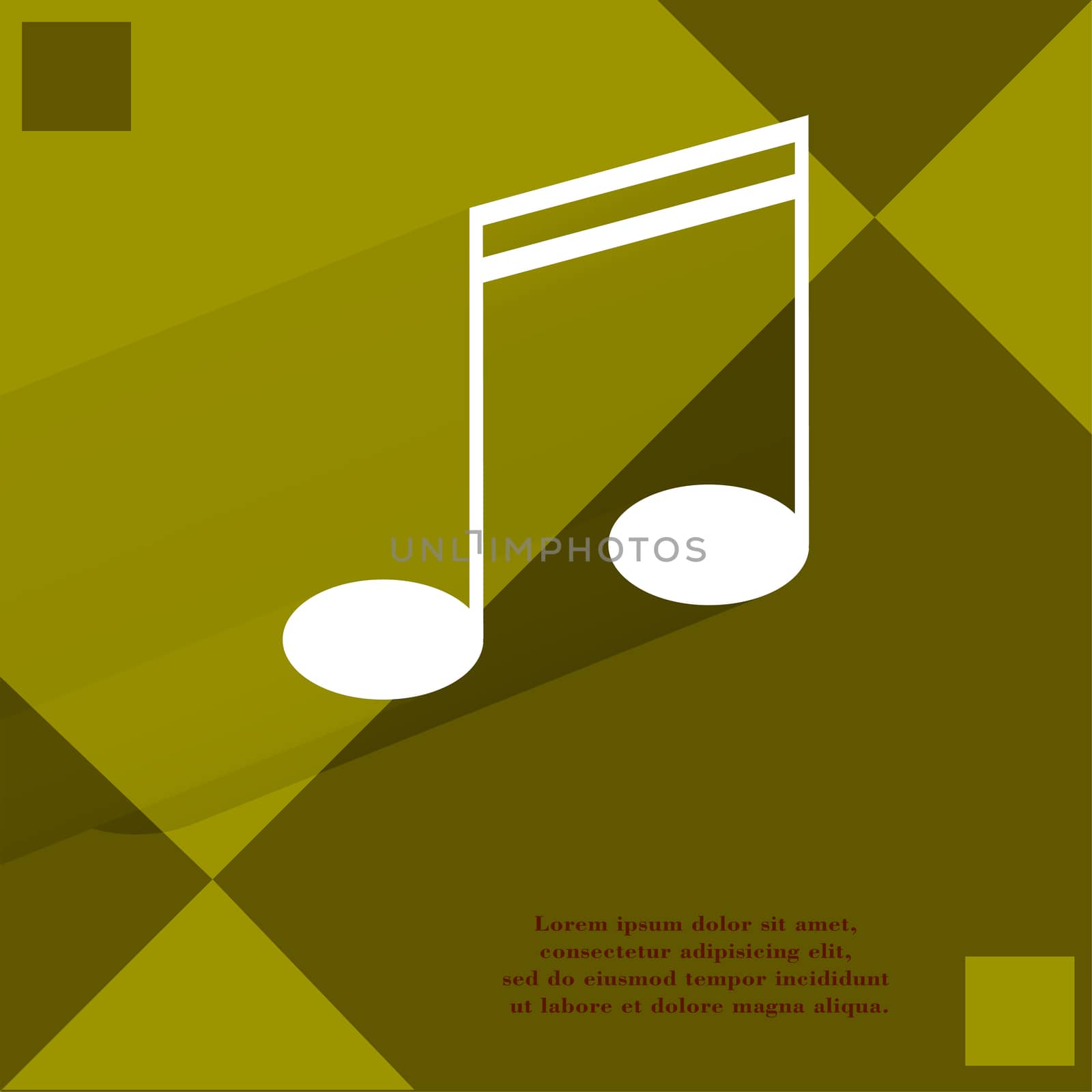Music elements notes web icon on a flat geometric abstract background  by serhii_lohvyniuk
