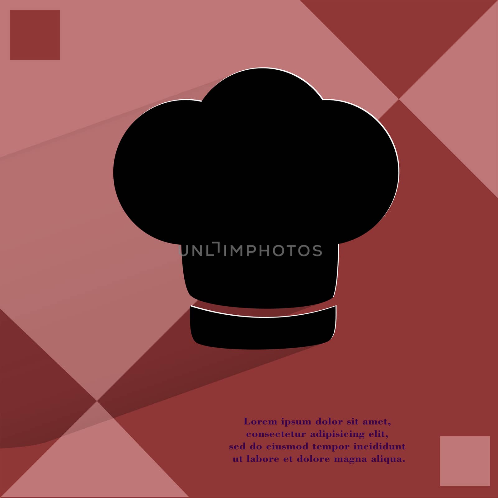 Chef cap. Cooking. Flat modern web button  on a flat geometric abstract background  by serhii_lohvyniuk