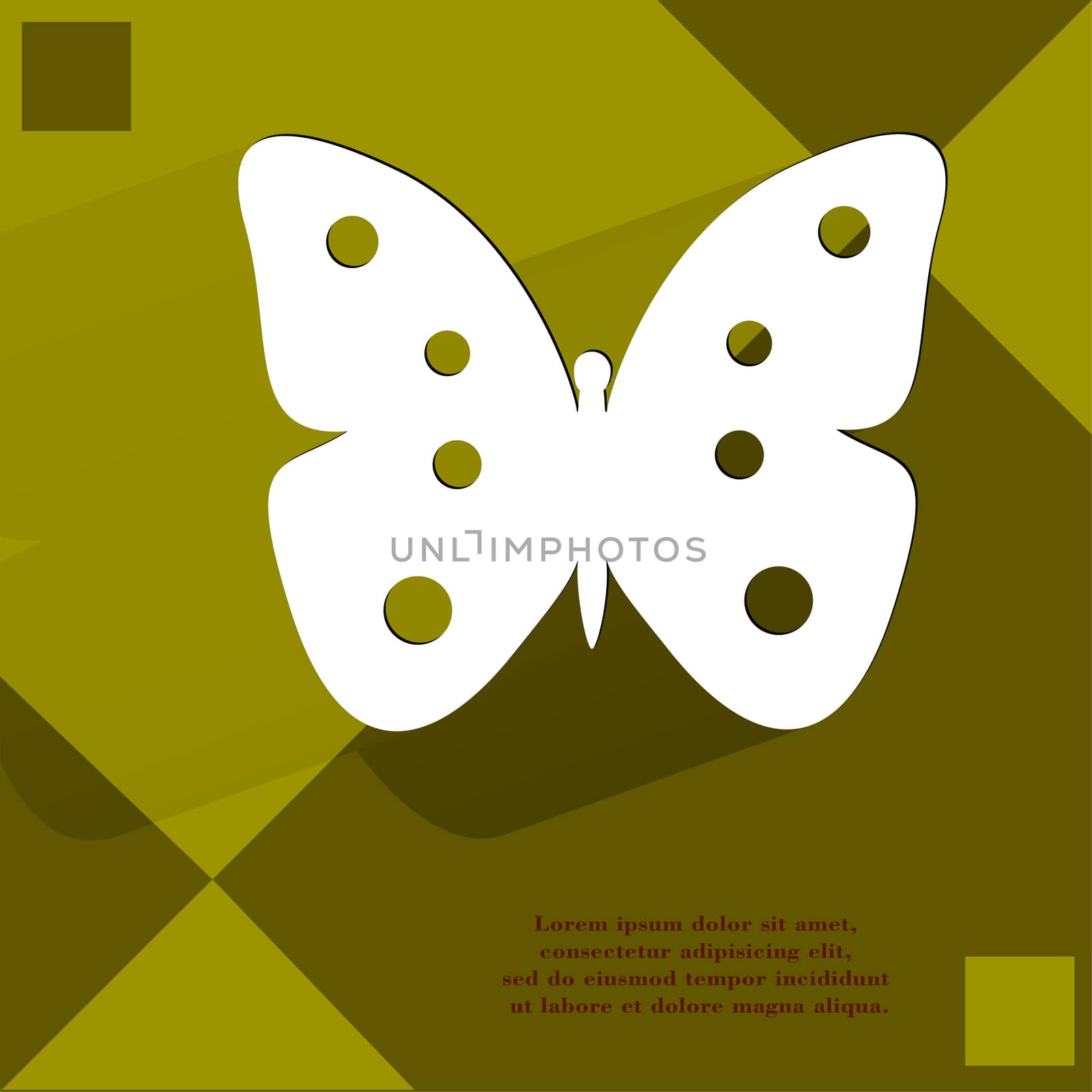 butterfly. Flat modern web button  on a flat geometric abstract background  by serhii_lohvyniuk
