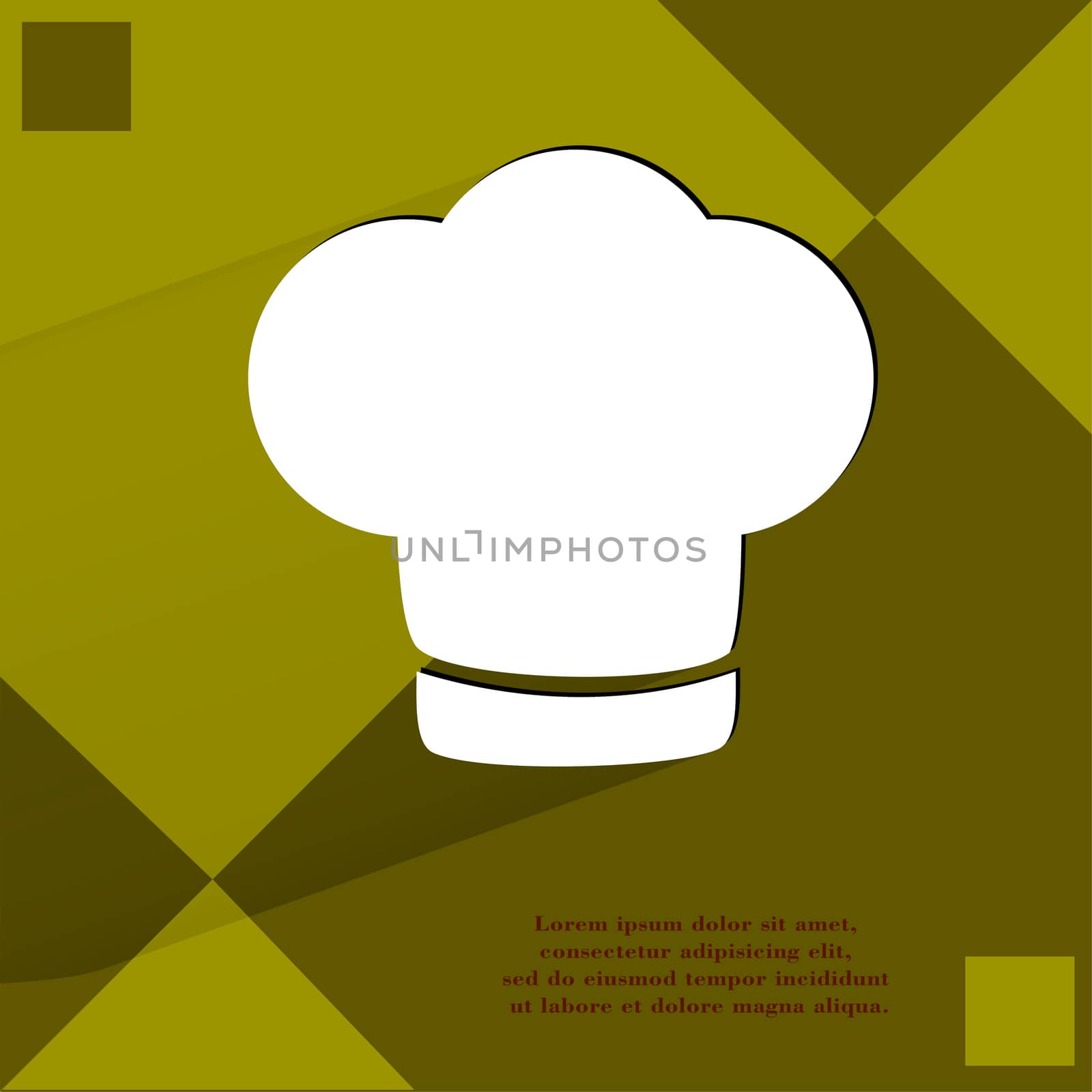 Chef cap. Cooking. Flat modern web button  on a flat geometric abstract background  . 