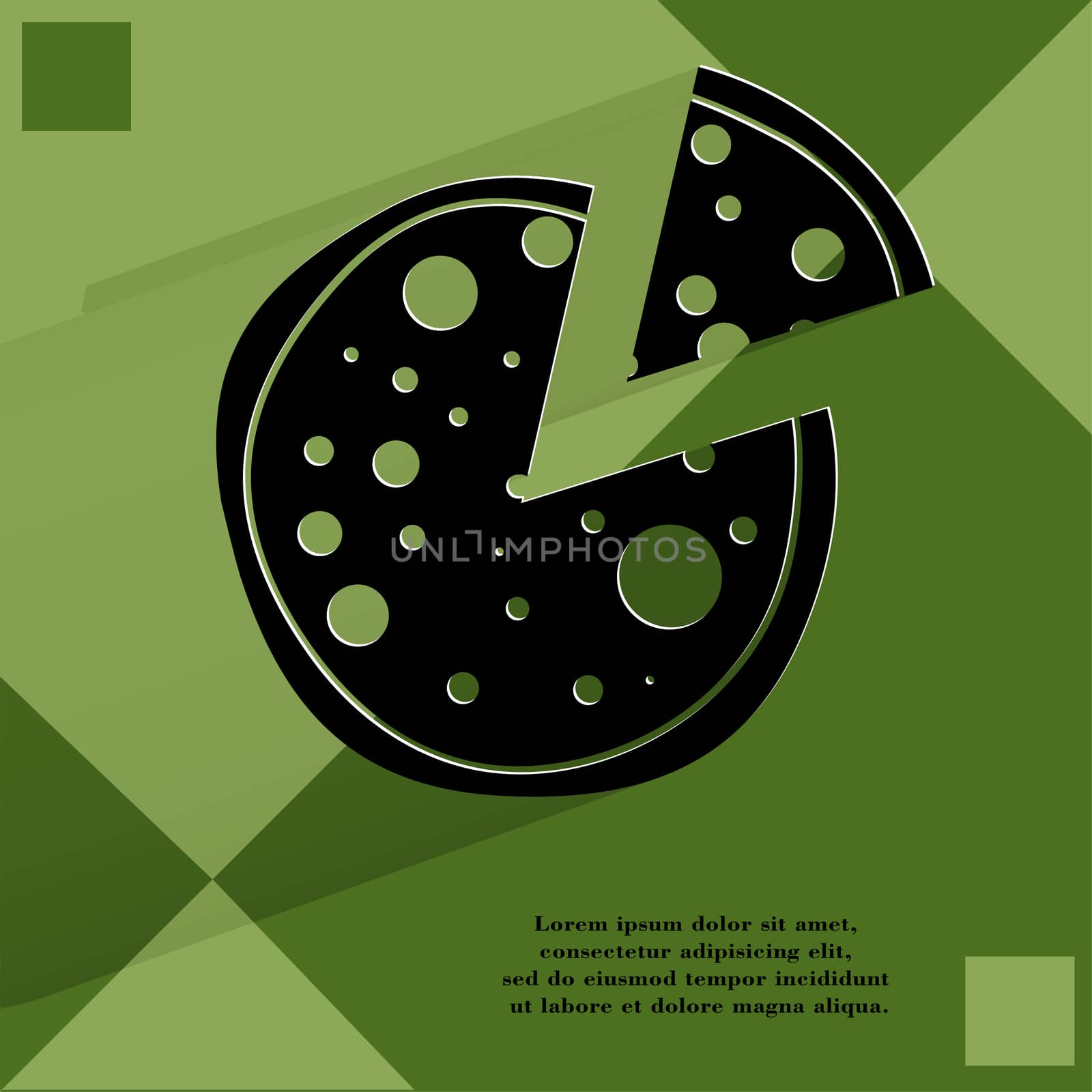 Pizza. Flat modern web button on a flat geometric abstract background  by serhii_lohvyniuk