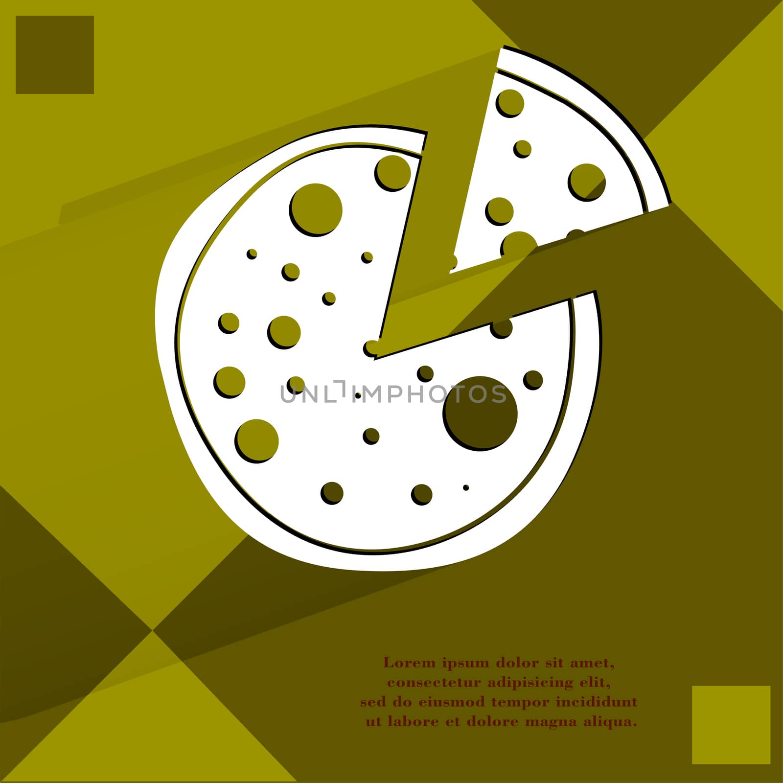 Pizza. Flat modern web button on a flat geometric abstract background  by serhii_lohvyniuk