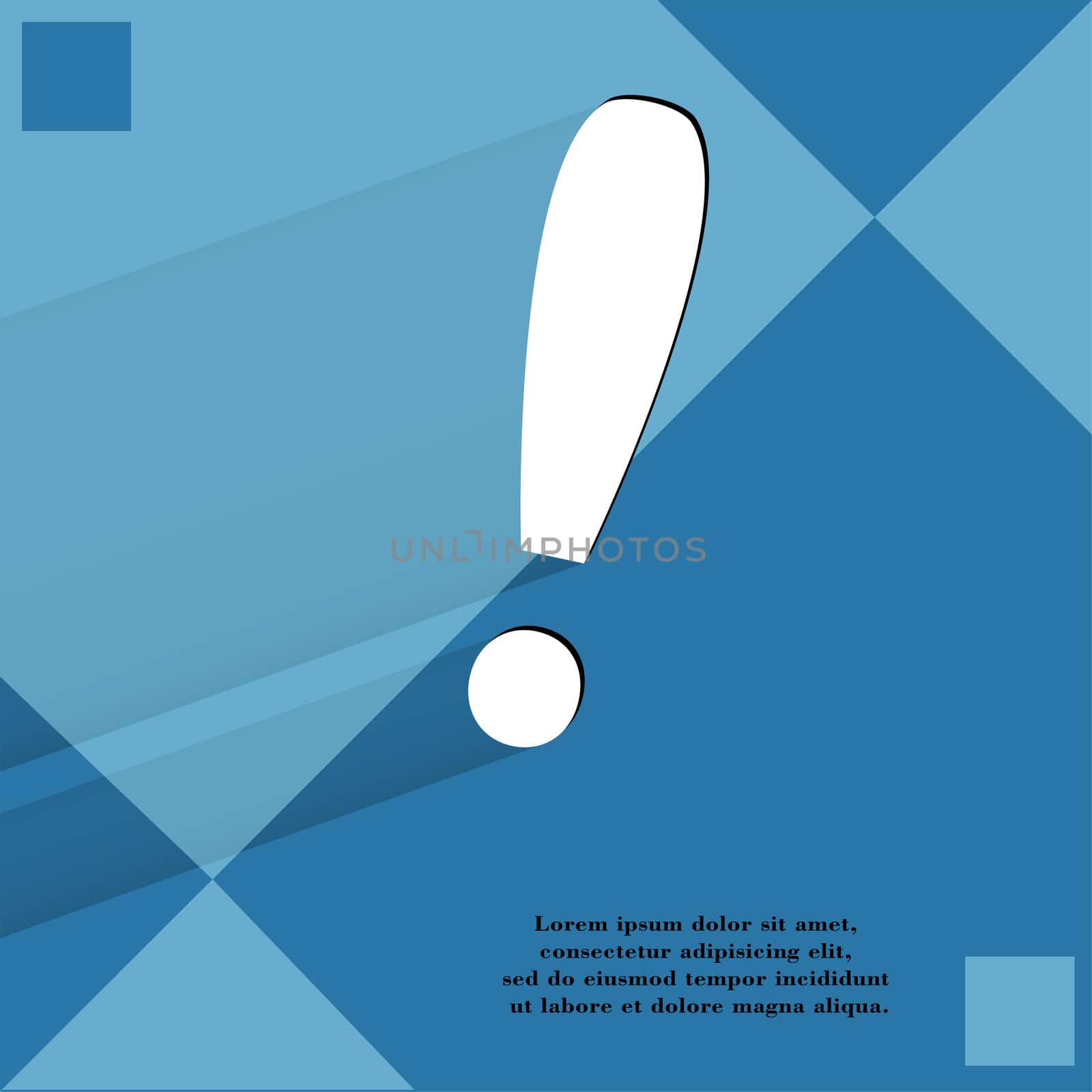 The exclamation point. Flat modern web design on a flat geometric abstract background . 
