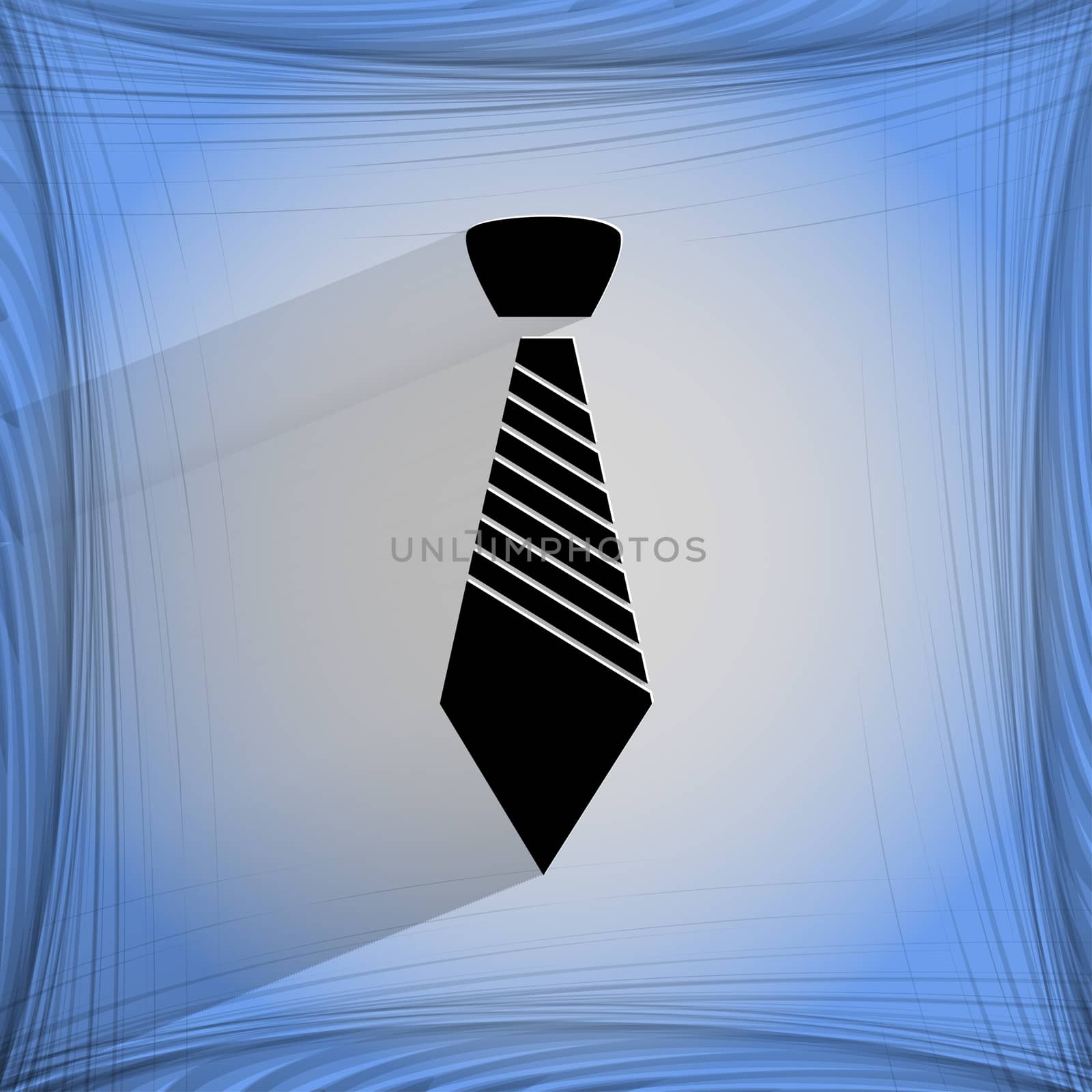 Hipster tie. Flat modern web button  on a flat geometric abstract background  . 