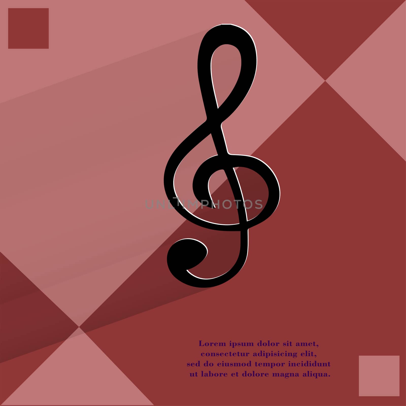 Music elements notes web icon  on a flat geometric abstract background  by serhii_lohvyniuk