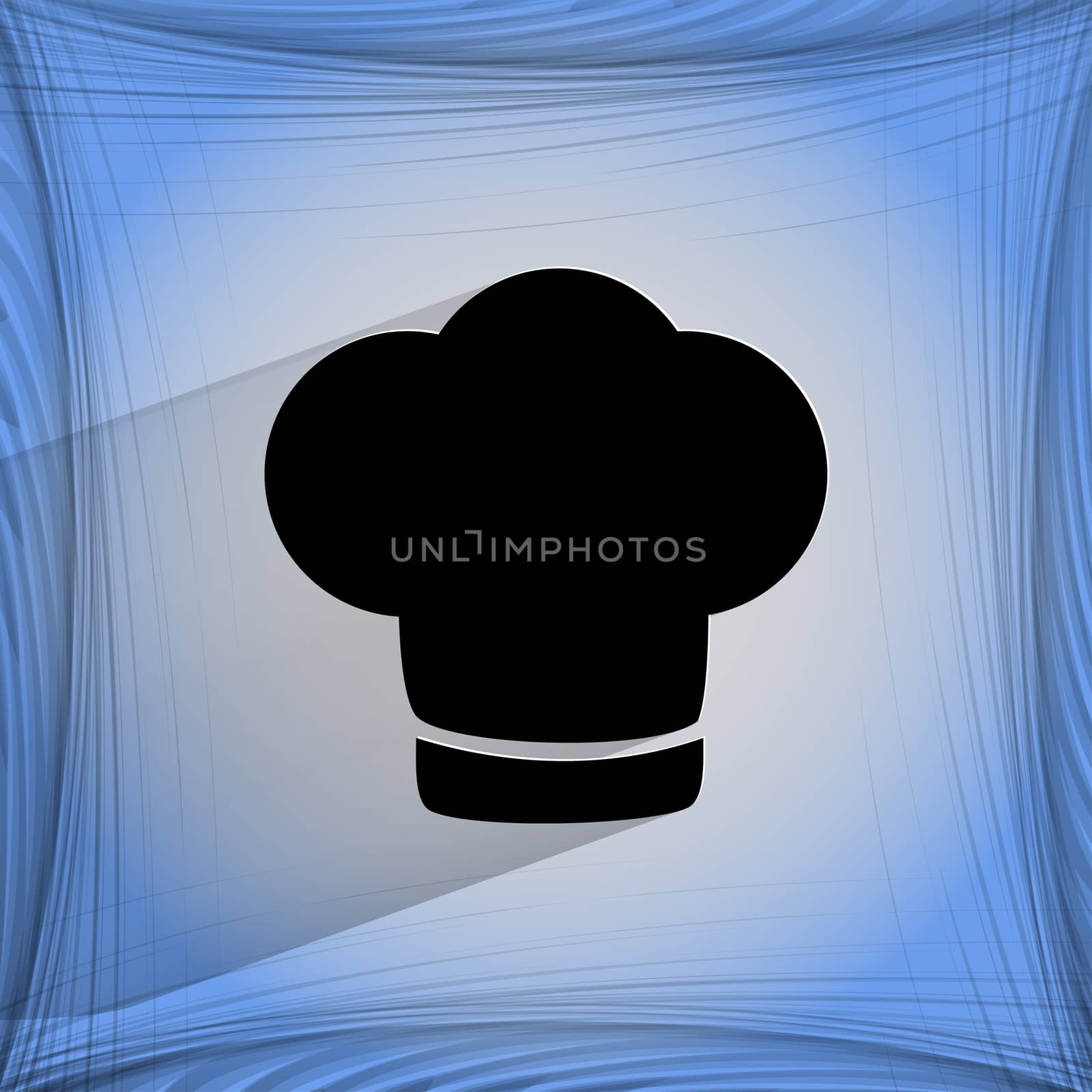 Chef cap. Cooking. Flat modern web button  on a flat geometric abstract background  by serhii_lohvyniuk