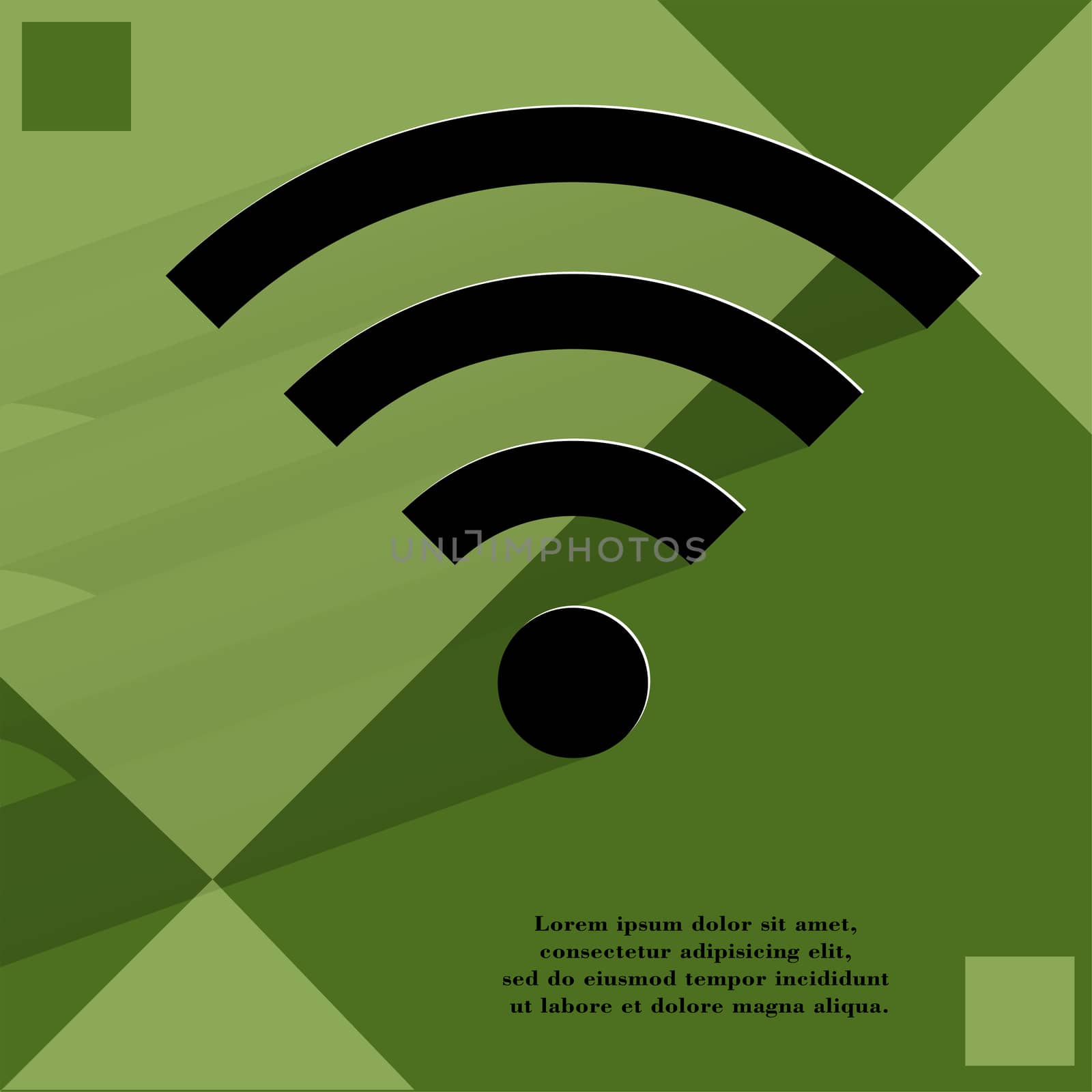 WI-FI. Flat modern web button with long shadow and space for your text. . 