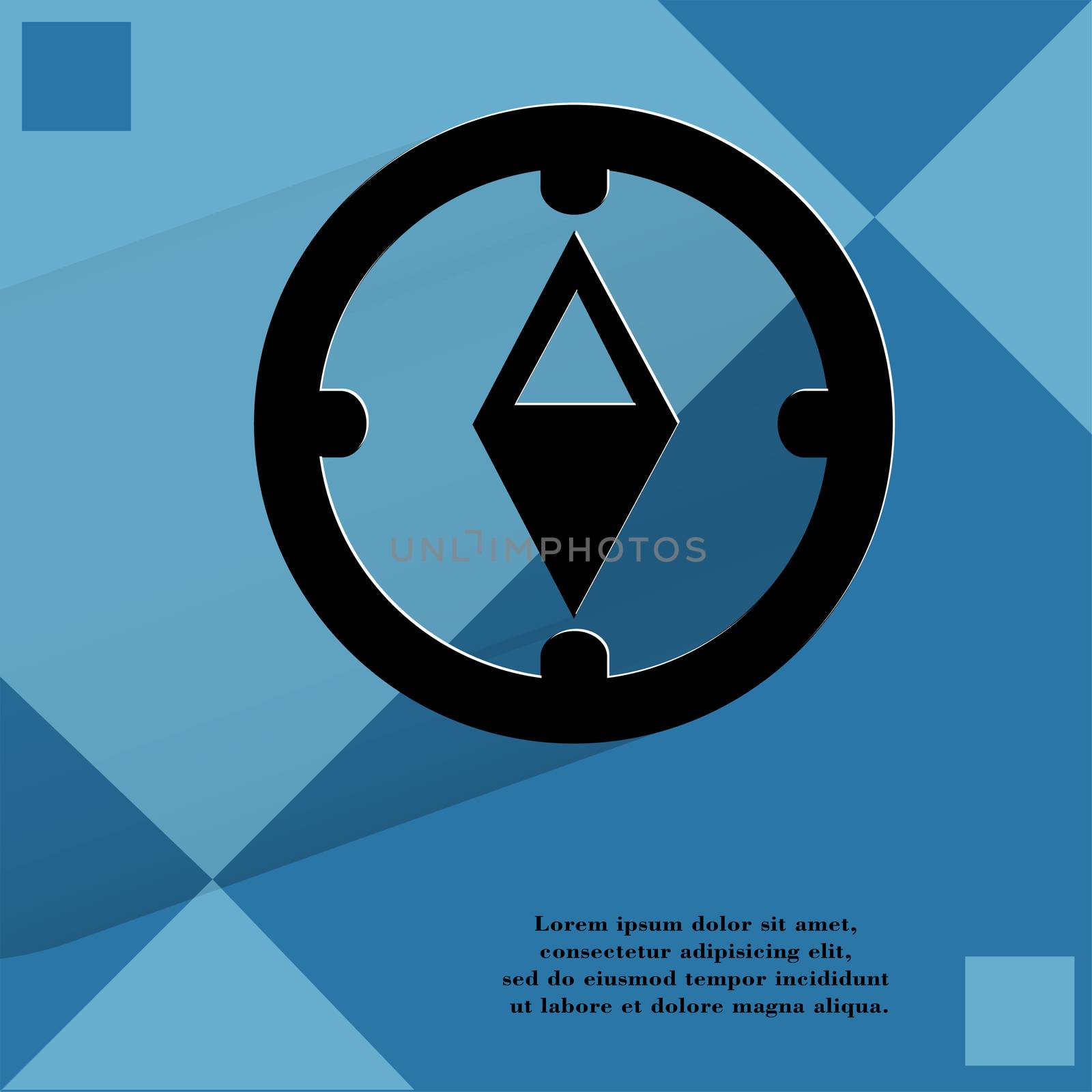 Compass. Flat modern web button   on a flat geometric abstract background  . 