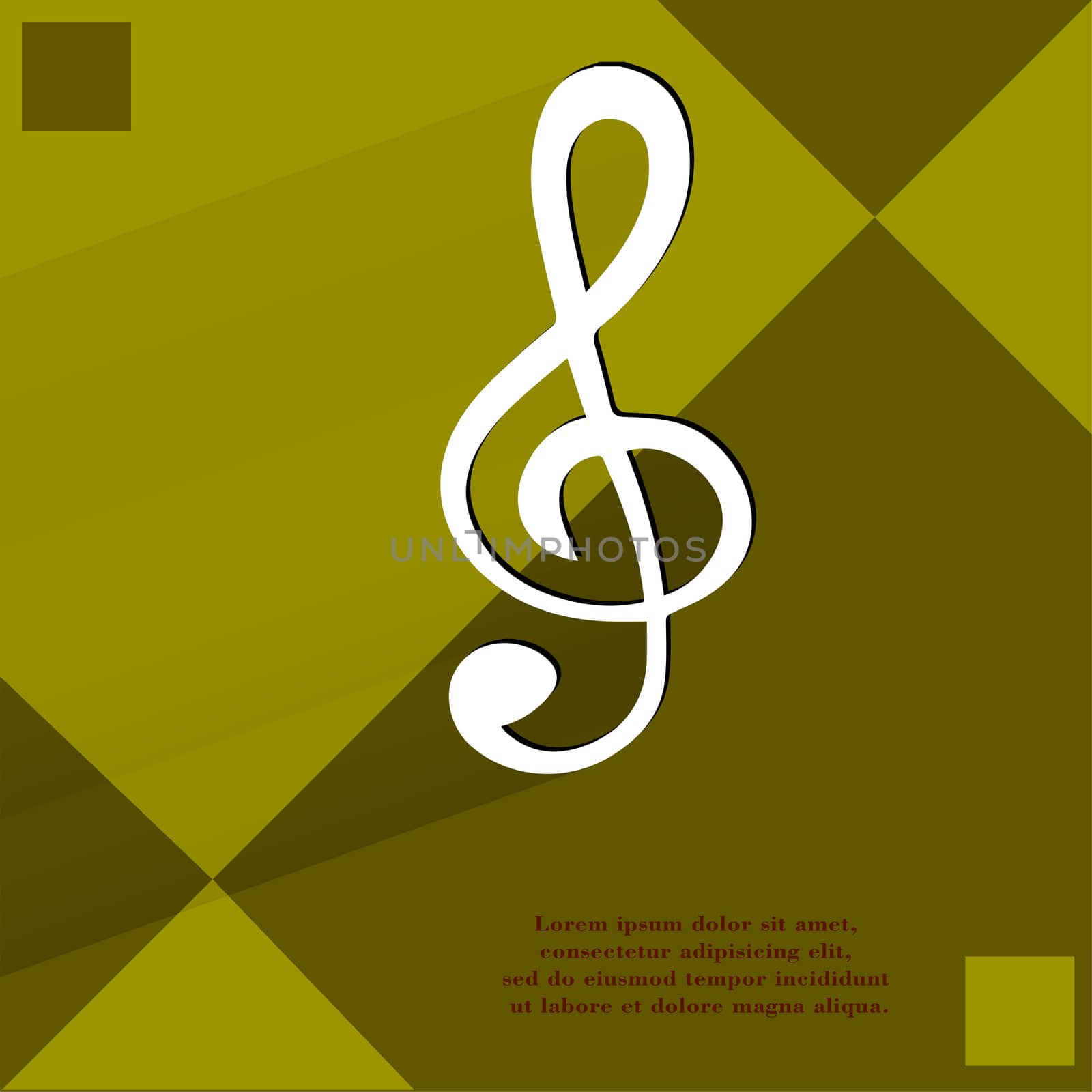 Music elements notes web icon  on a flat geometric abstract background  