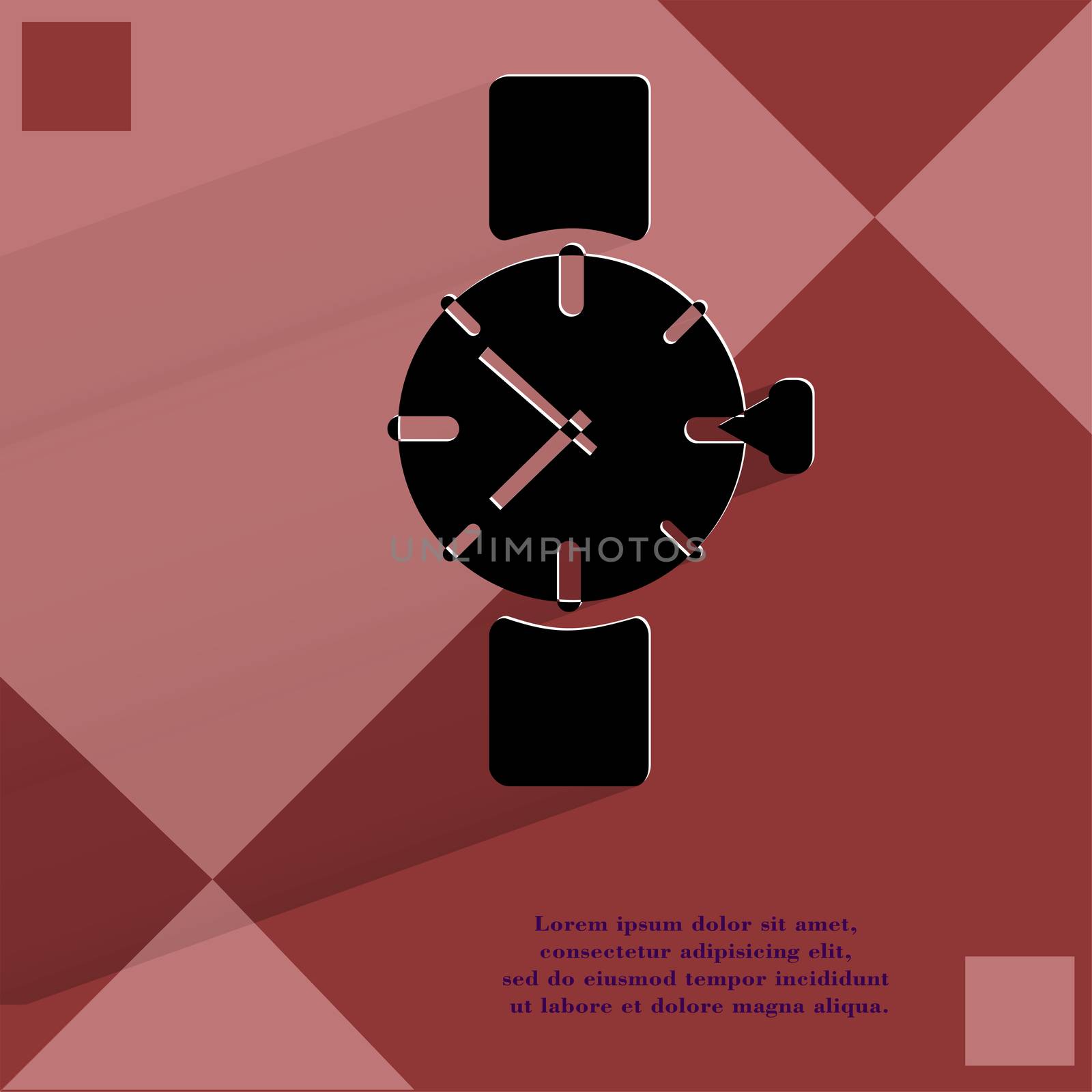 Watch,clock. Flat modern web button   on a flat geometric abstract background  by serhii_lohvyniuk