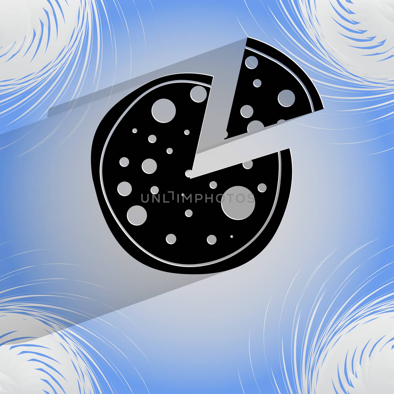 Pizza. Flat modern web button on a flat geometric abstract background. . 