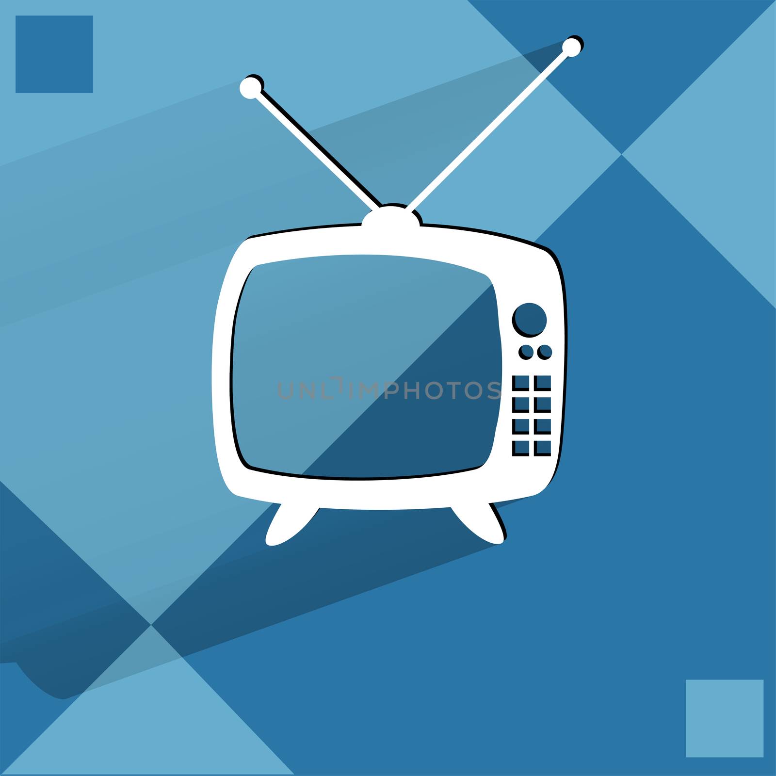 Retro tv. Flat modern web button   on a flat geometric abstract background  by serhii_lohvyniuk