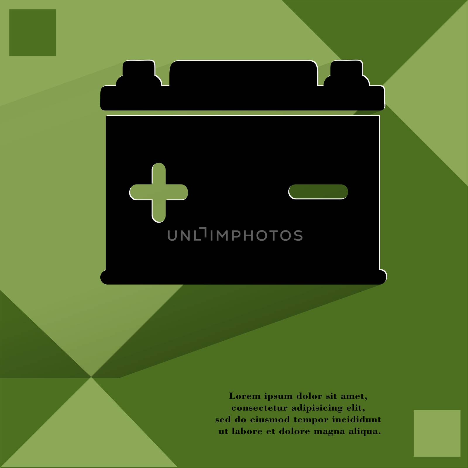 Car battery. Flat modern web button on a flat geometric abstract background  by serhii_lohvyniuk