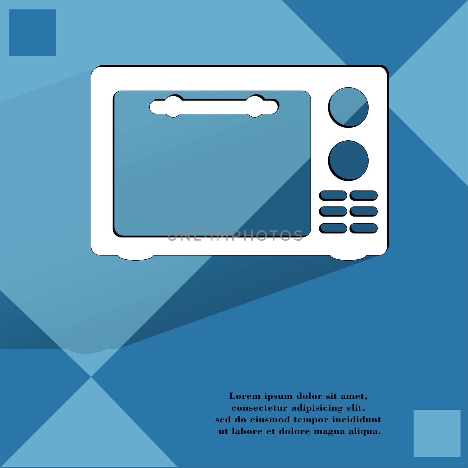 microwave. kitchen equipment Flat modern web button  on a flat geometric abstract background. . 