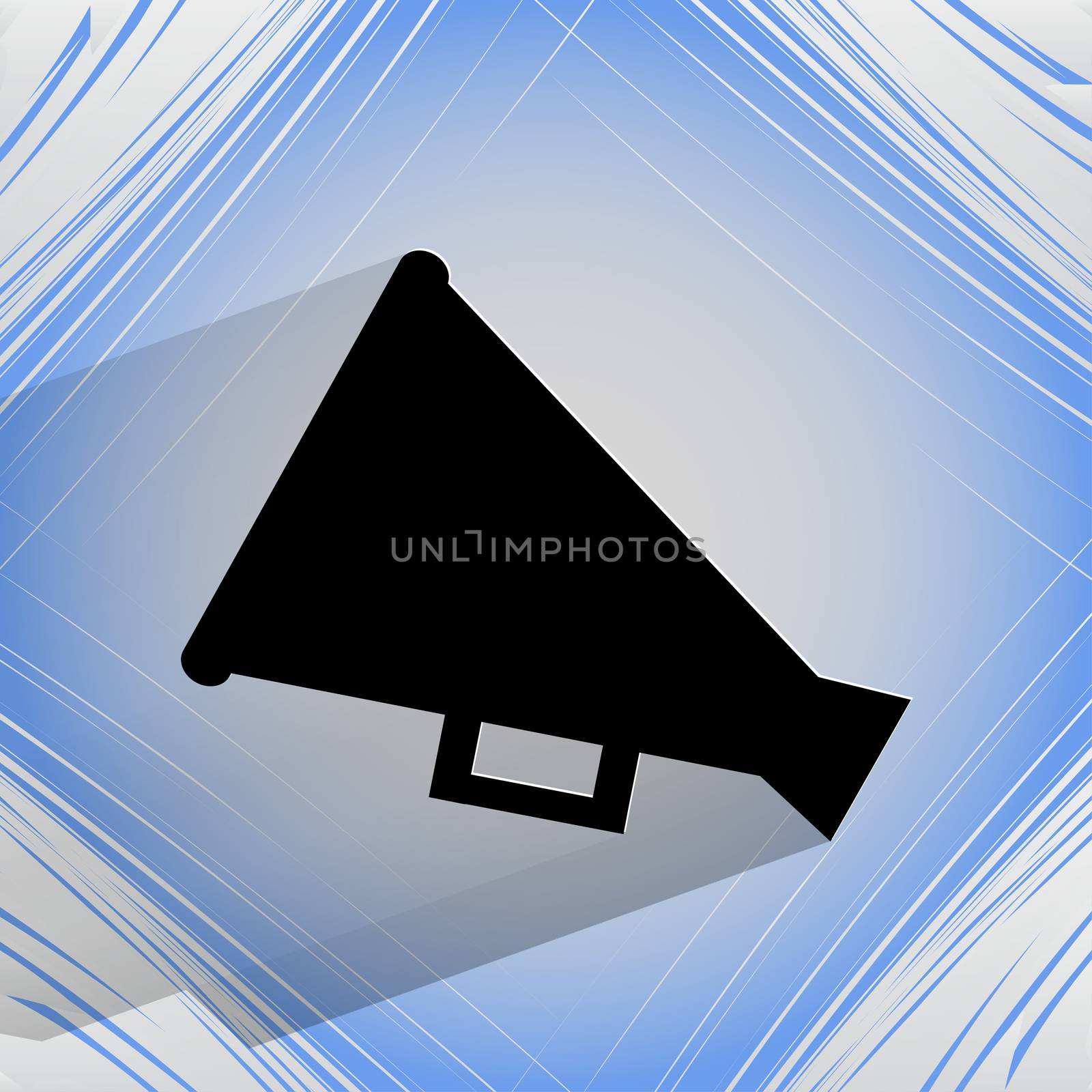 Megaphone, Loud-hailer icon on a flat geometric abstract background   by serhii_lohvyniuk