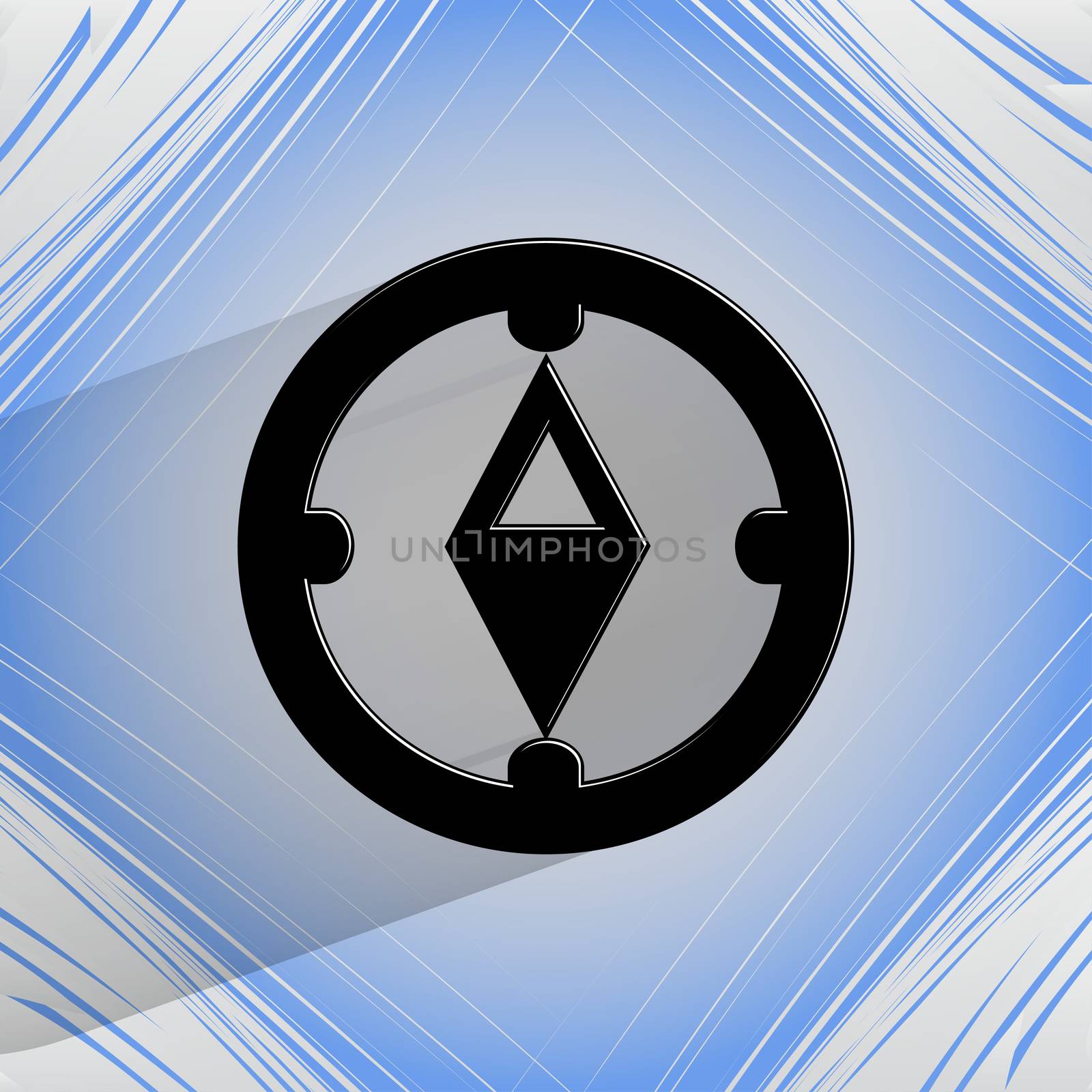 Compass. Flat modern web button   on a flat geometric abstract background  . 