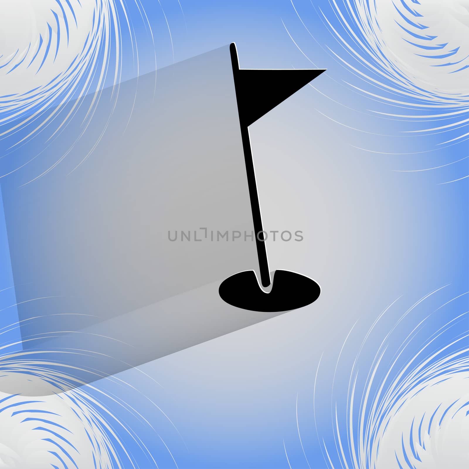 golf flag. Flat modern web design on a flat geometric abstract background . 