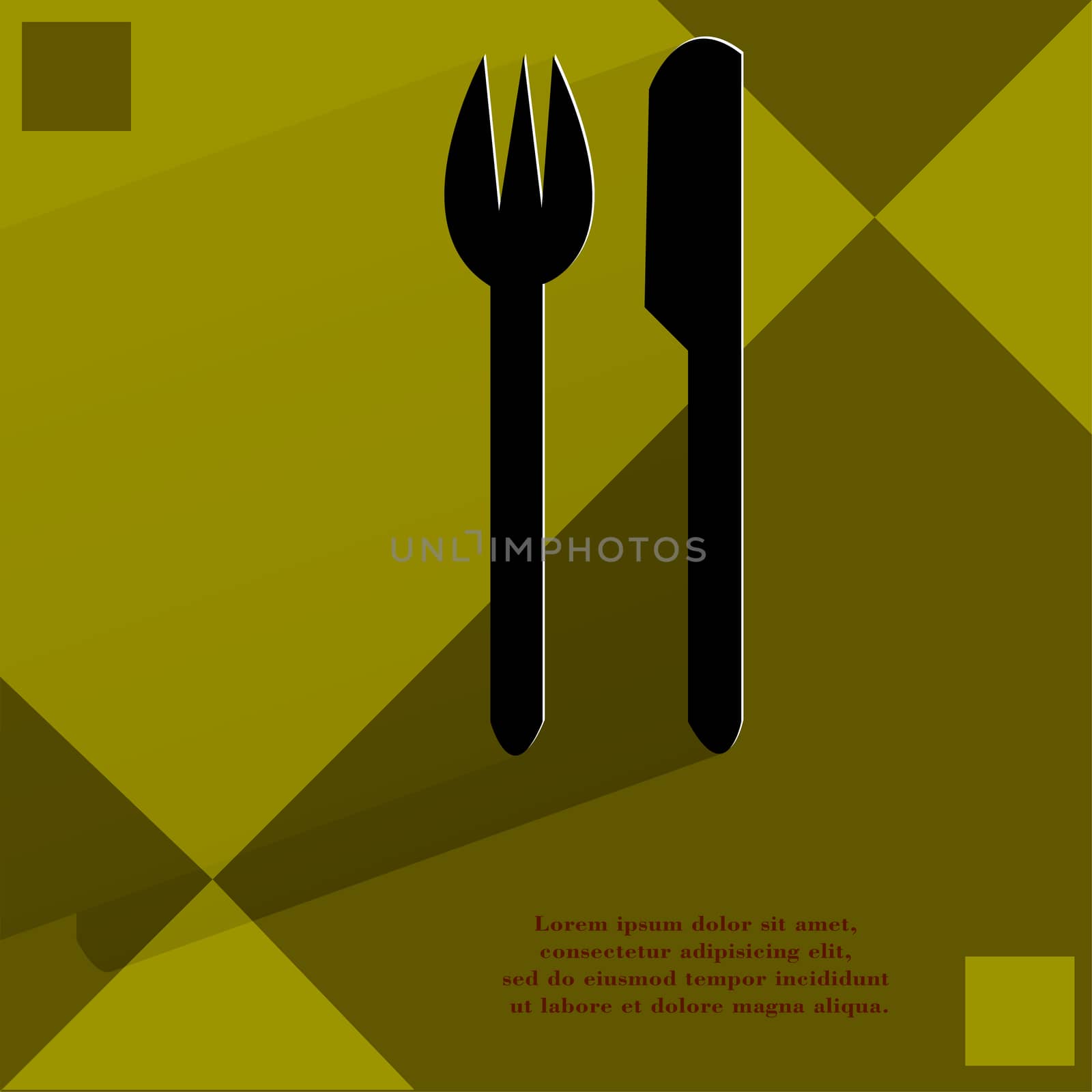 cutlery, knife, fork. Flat modern web design on a flat geometric abstract background  by serhii_lohvyniuk