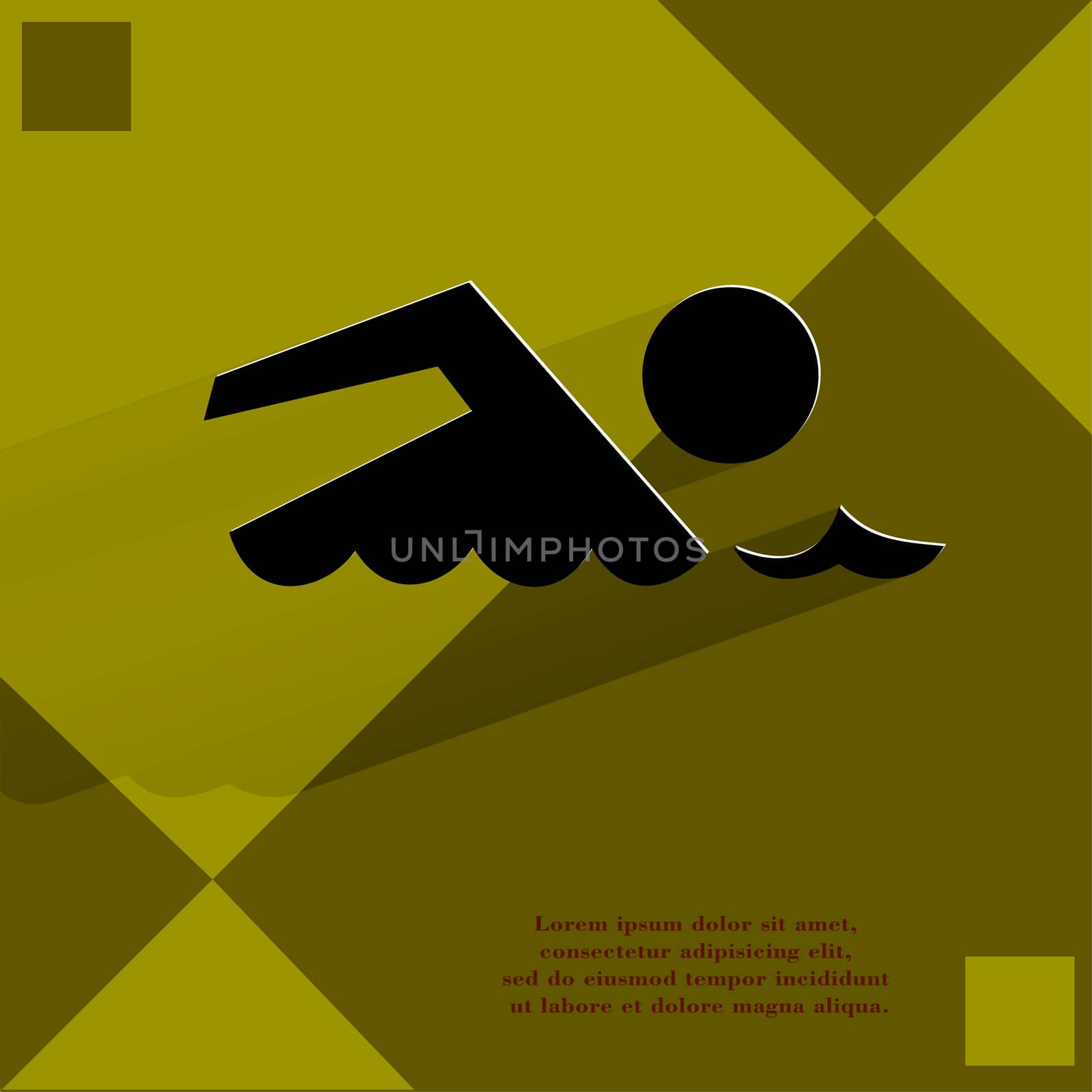 SWIMMER, pool. Flat modern web design on a flat geometric abstract background  by serhii_lohvyniuk