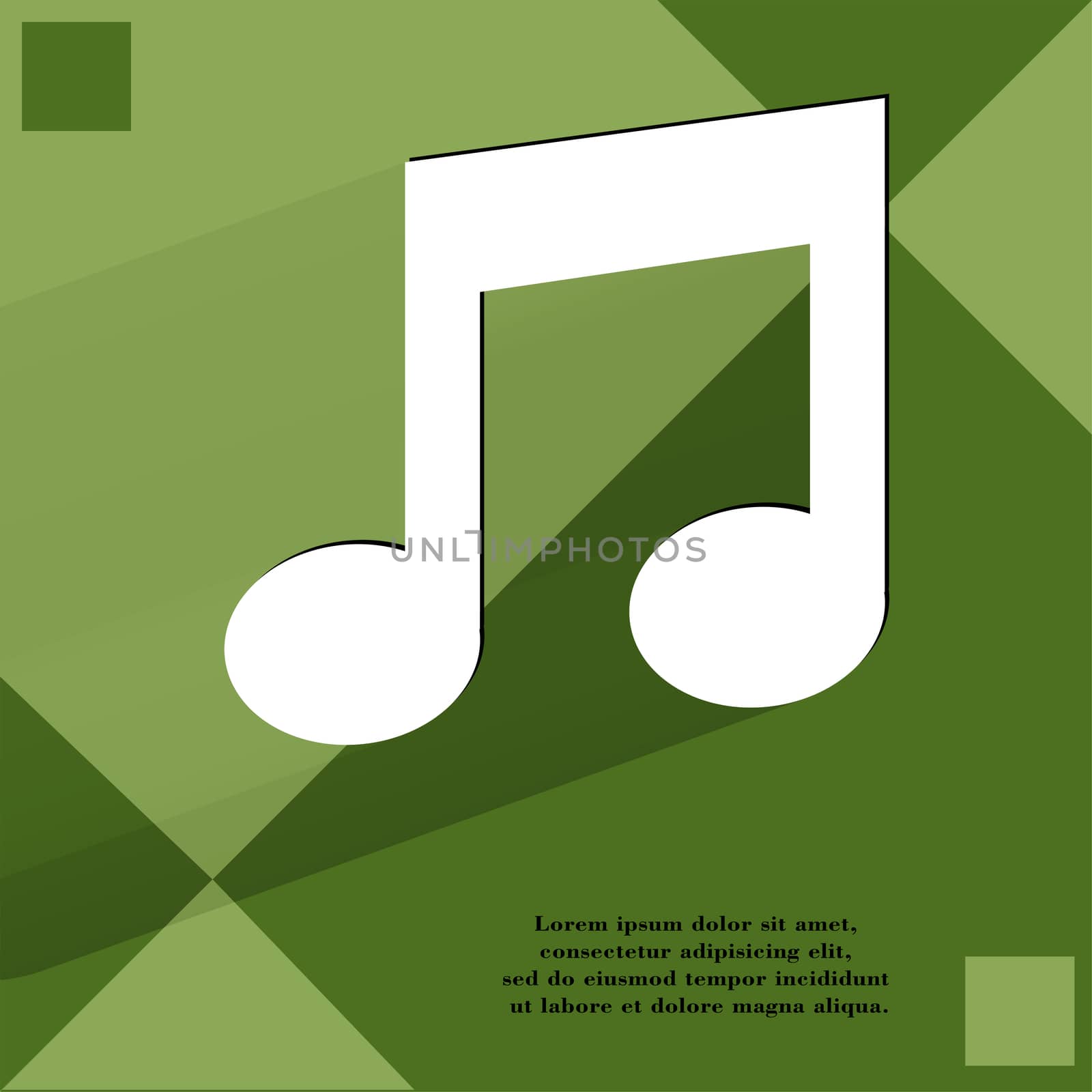 Music note. Flat modern web design on a flat geometric abstract background  by serhii_lohvyniuk