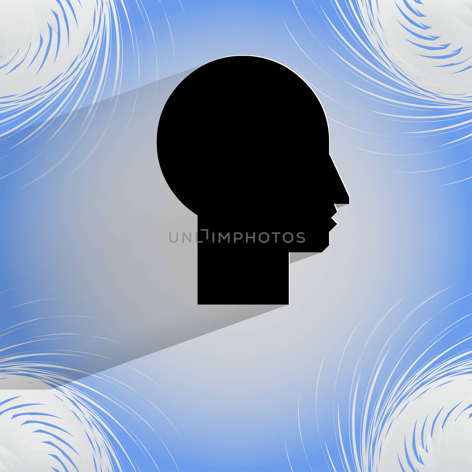 Man silhouette profile picture. Flat modern web design on a flat geometric abstract background  by serhii_lohvyniuk