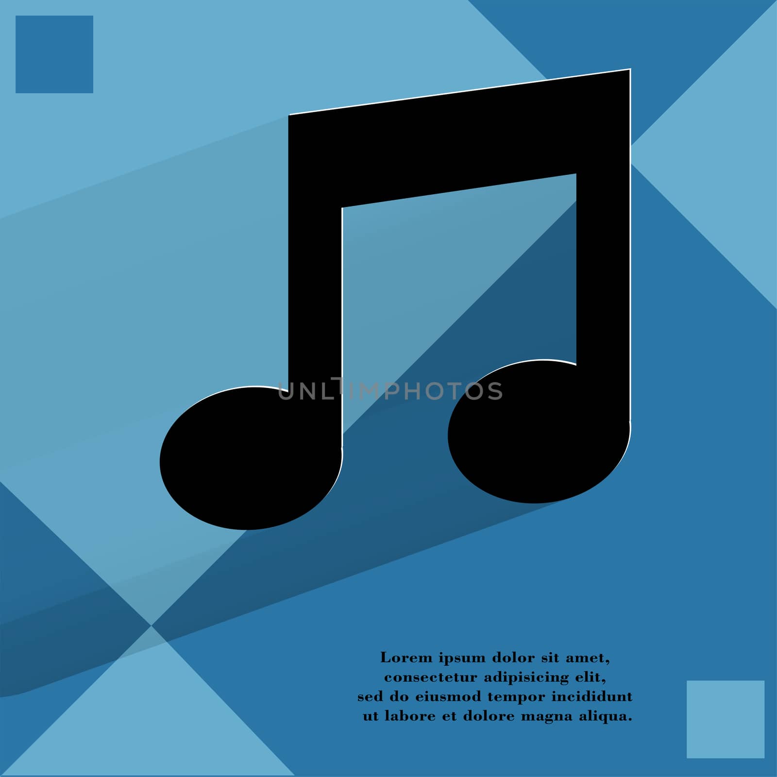 Music note. Flat modern web design on a flat geometric abstract background . 