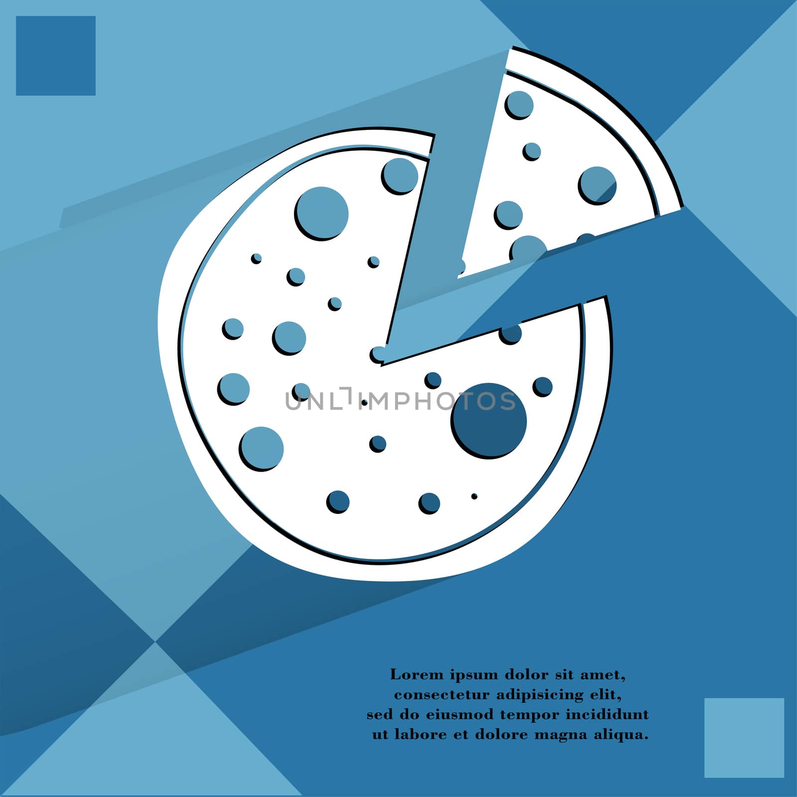Pizza. Flat modern web button on a flat geometric abstract background. . 