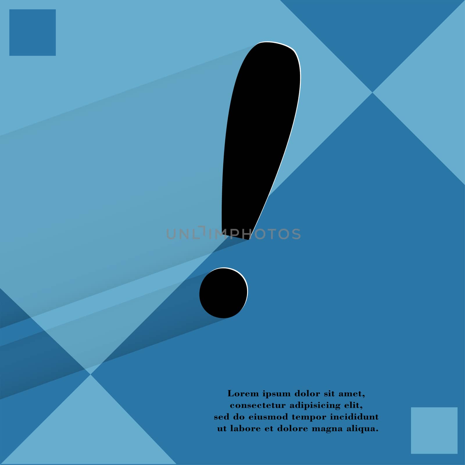 The exclamation point. Flat modern web design on a flat geometric abstract background . 
