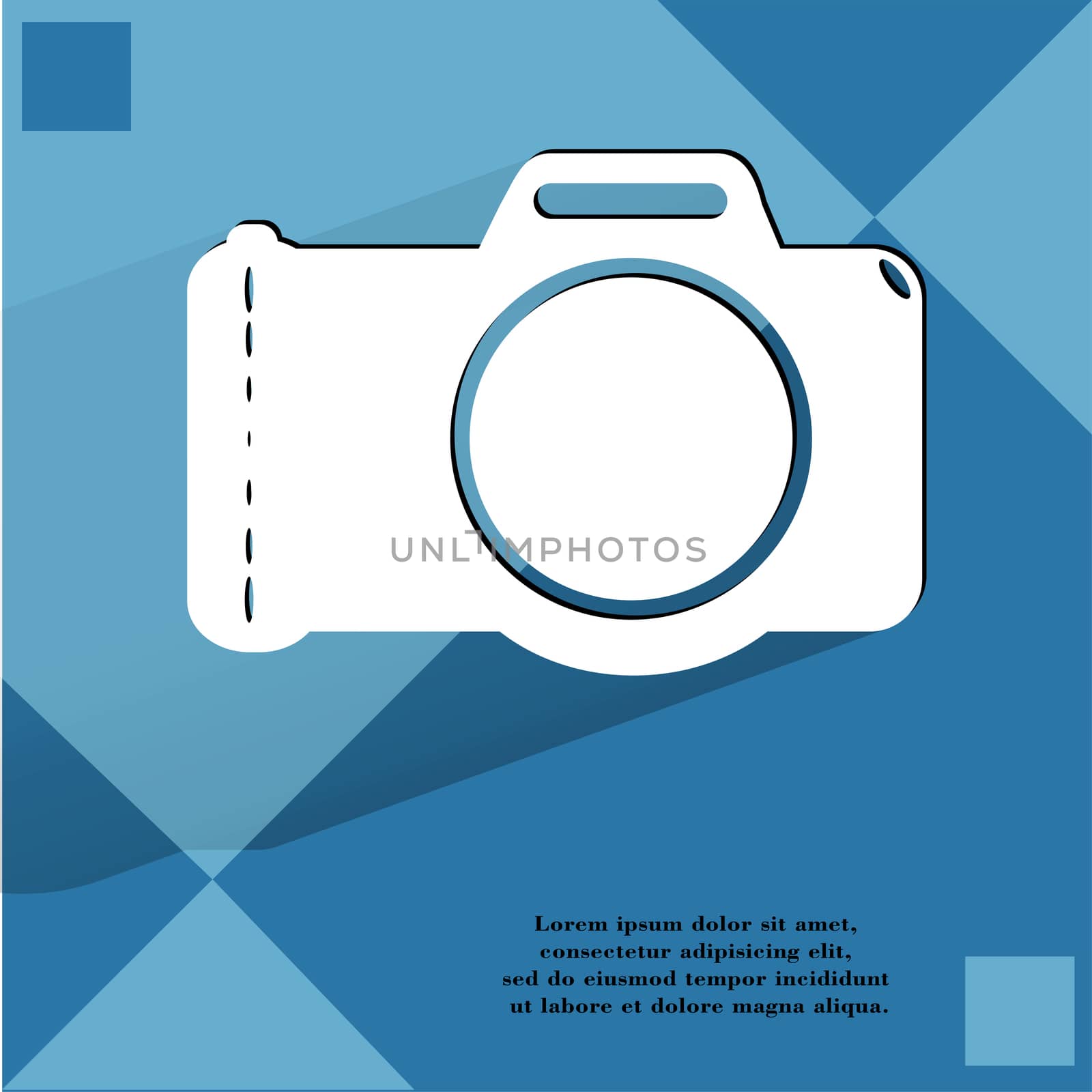 Photo camera. Flat modern web button on a flat geometric abstract background  by serhii_lohvyniuk