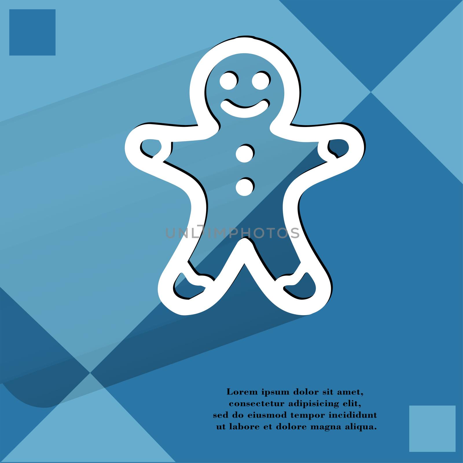 Gingerbread. Flat modern web button  on a flat geometric abstract background  by serhii_lohvyniuk