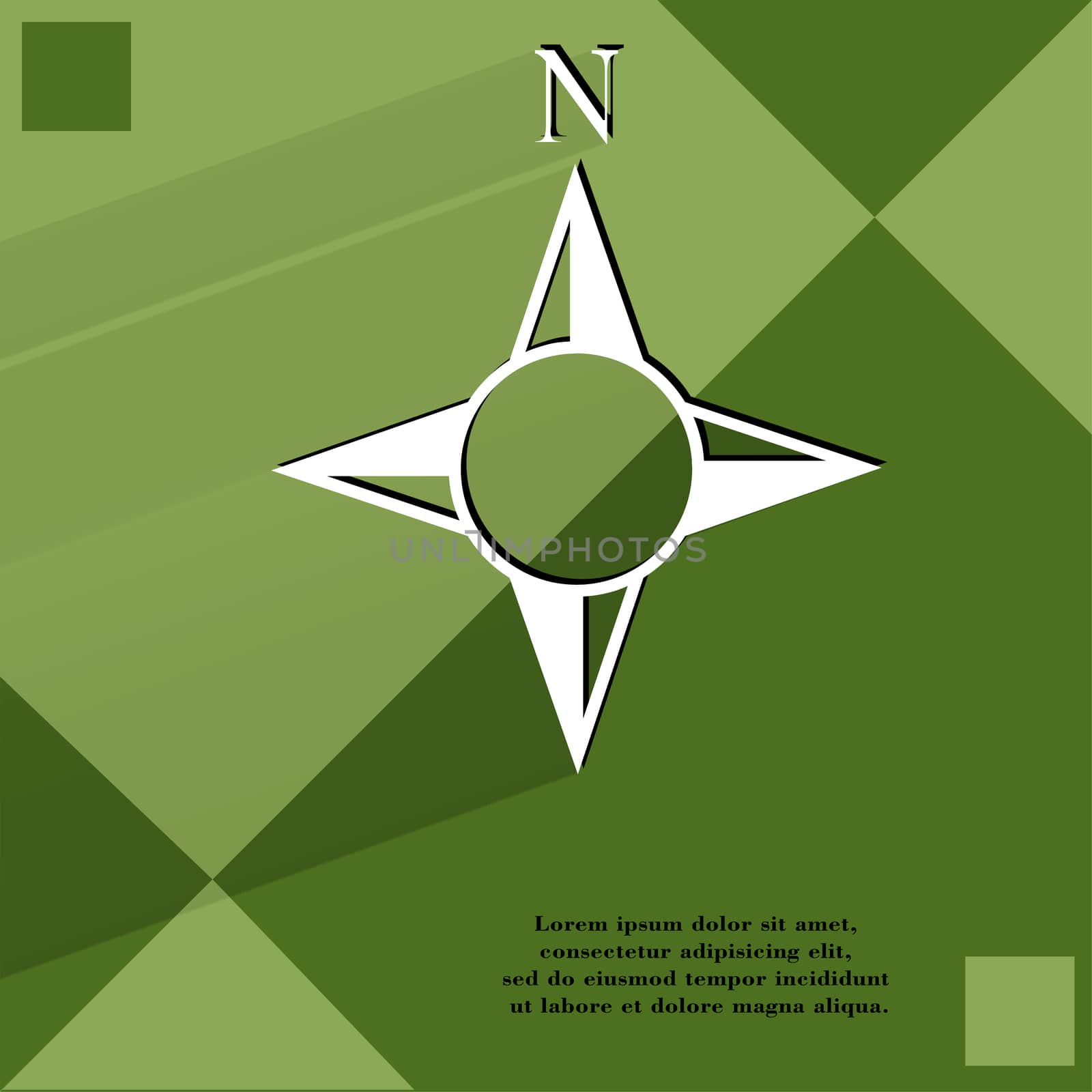 side of the World, compass. Flat modern web design on a flat geometric abstract background . 