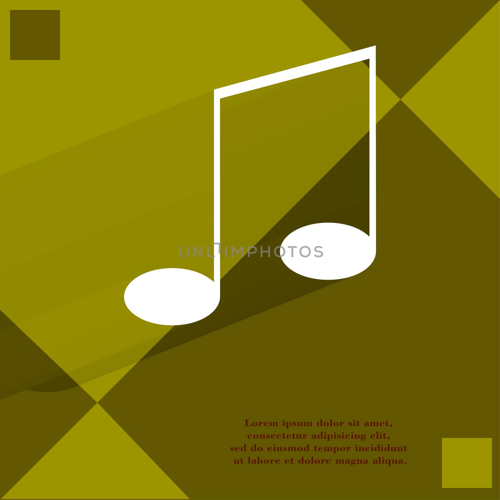 Music elements notes web icon on a flat geometric abstract background  by serhii_lohvyniuk