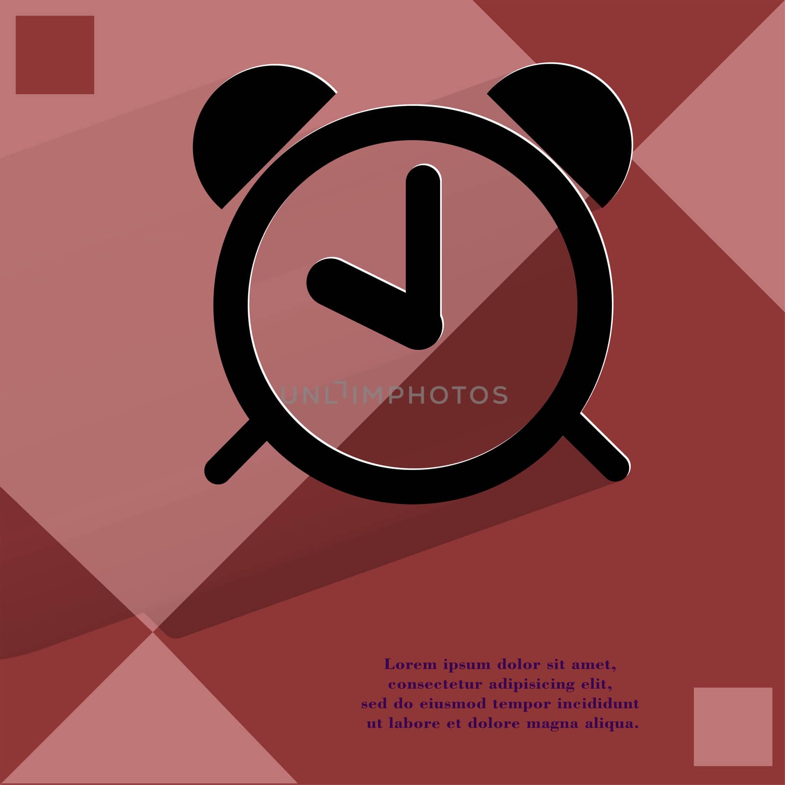 alarm clock. Flat modern design on a flat geometric abstract background . 