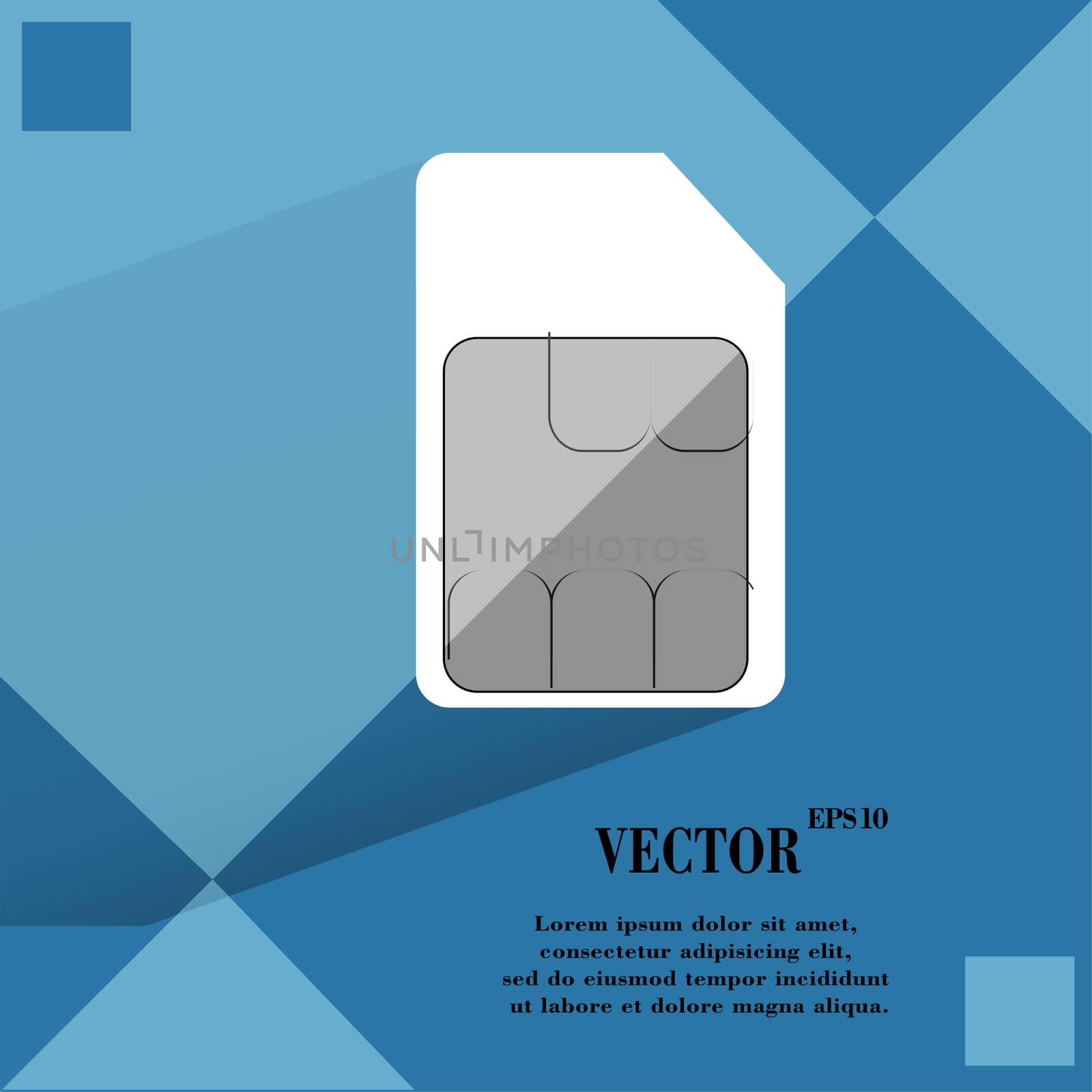 SIM card. Flat modern web button on a flat geometric abstract background  by serhii_lohvyniuk