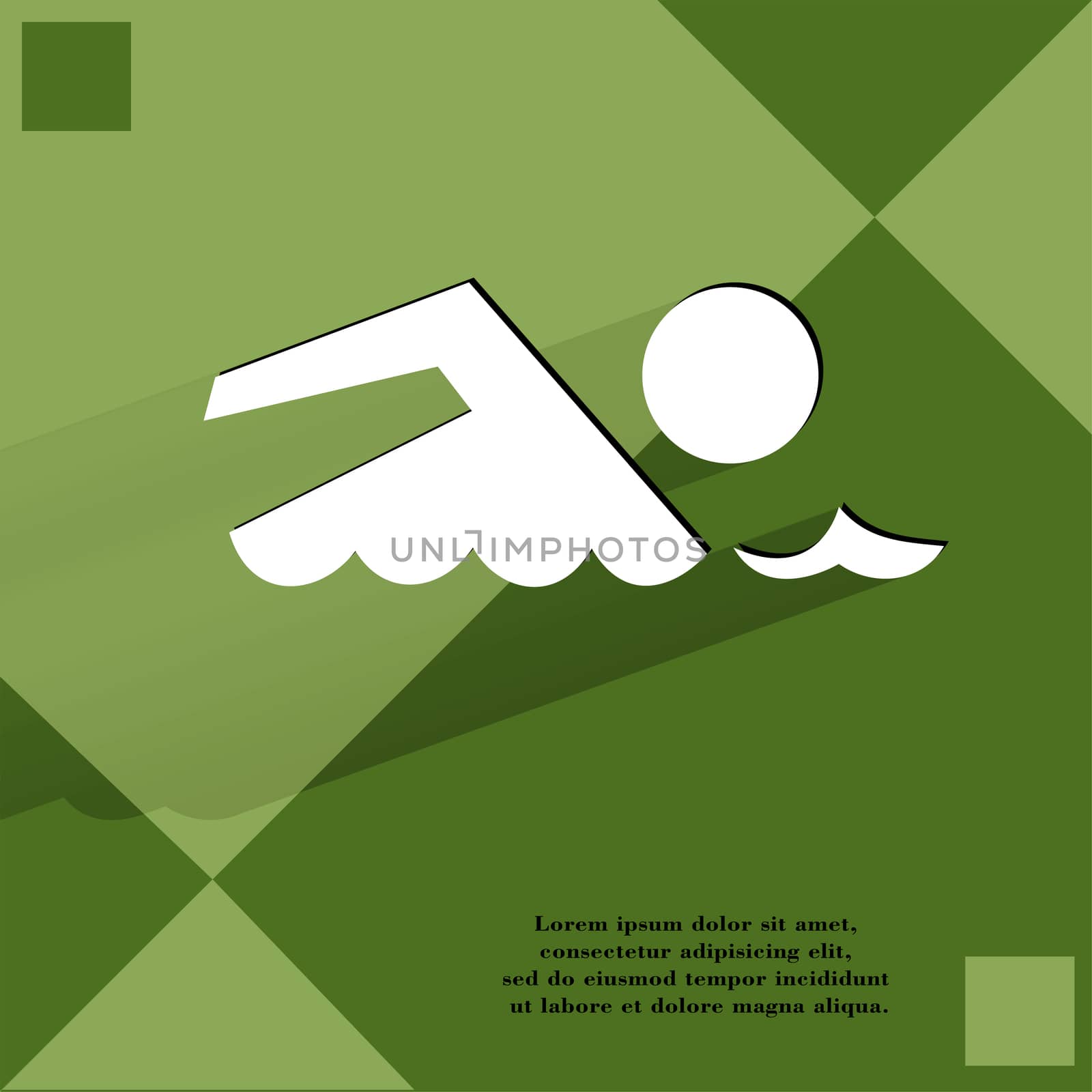 SWIMMER, pool. Flat modern web design on a flat geometric abstract background  by serhii_lohvyniuk