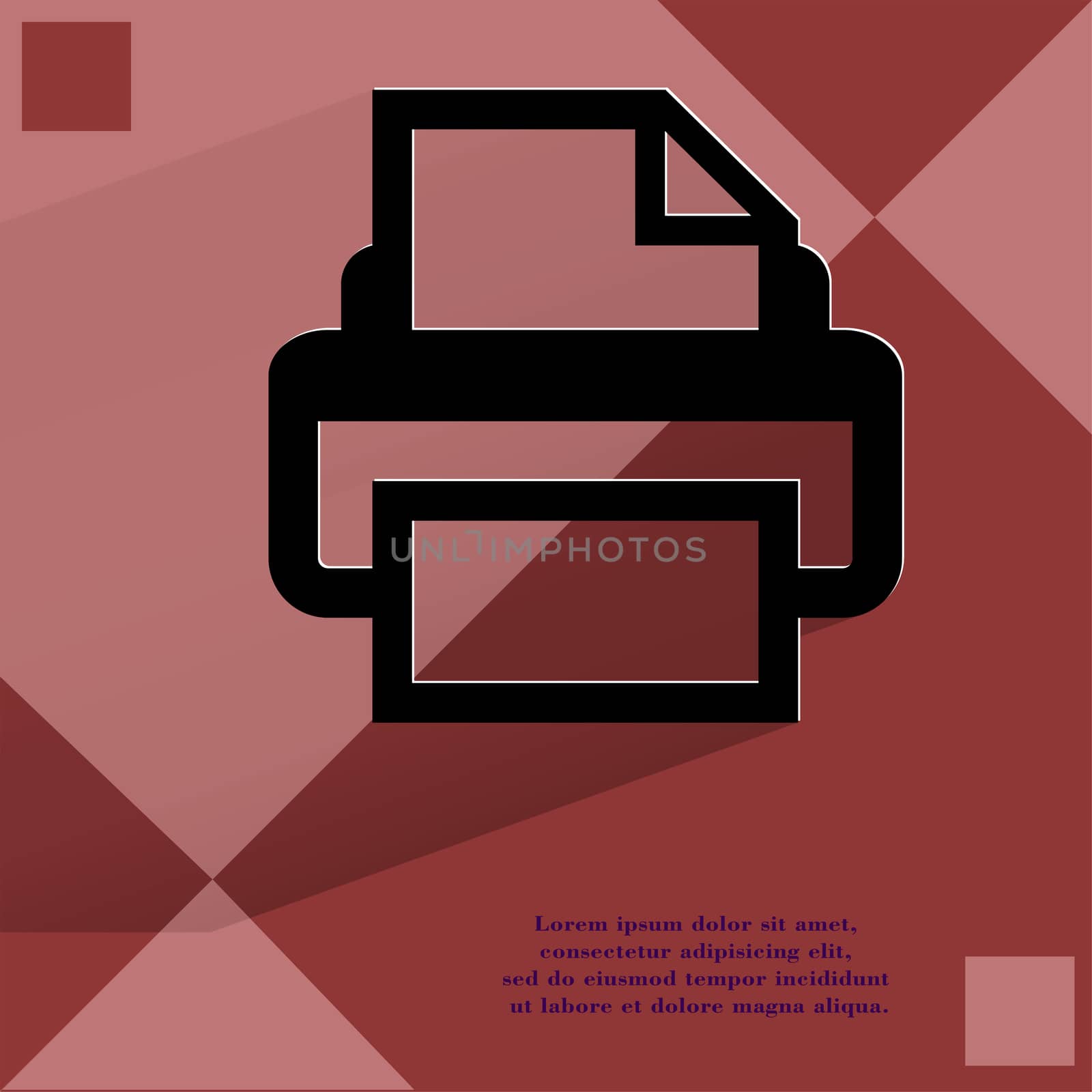 Printer.Flat modern web design on a flat geometric abstract background . 